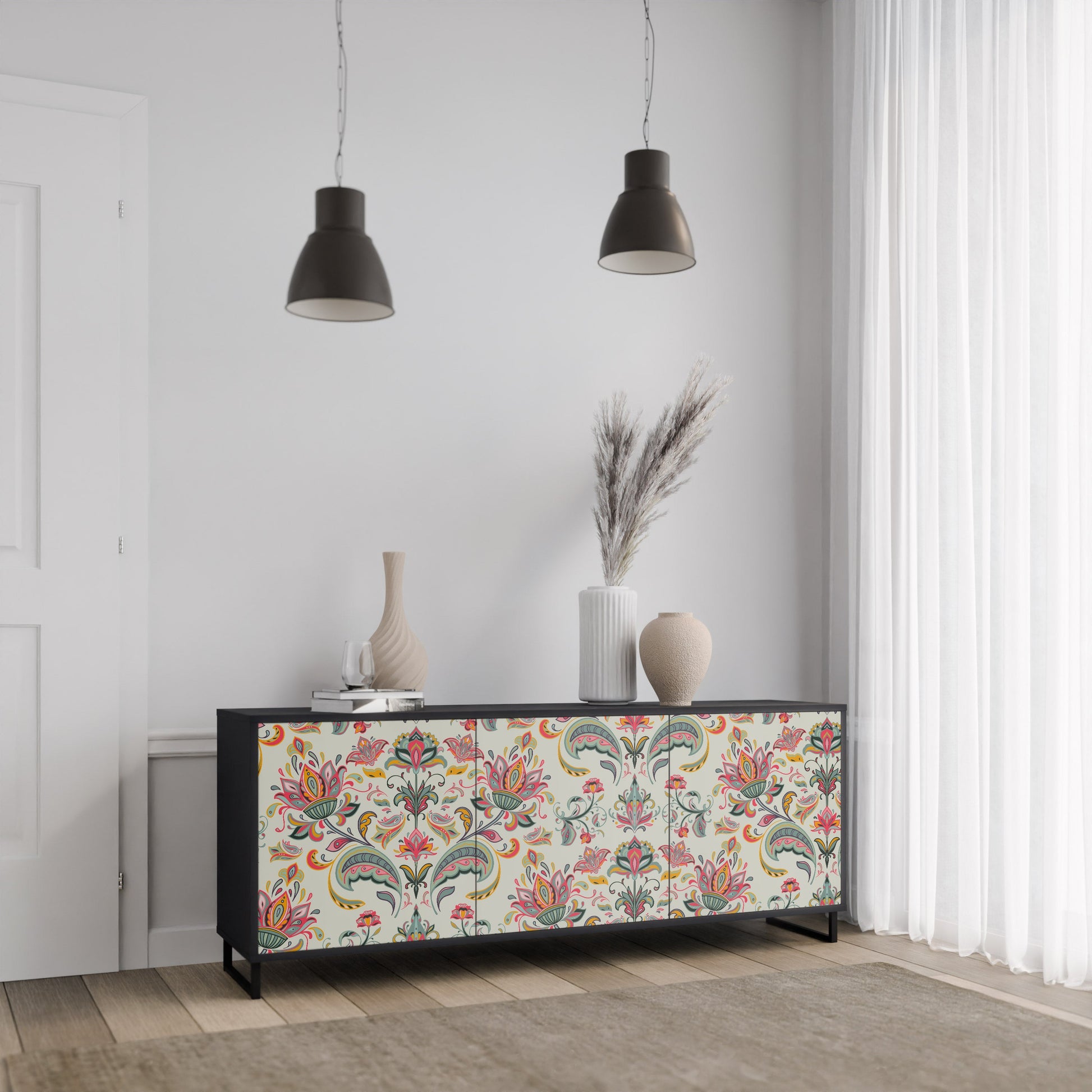 Buffet 3 portes ORGANIC FOLKLORE finition noire