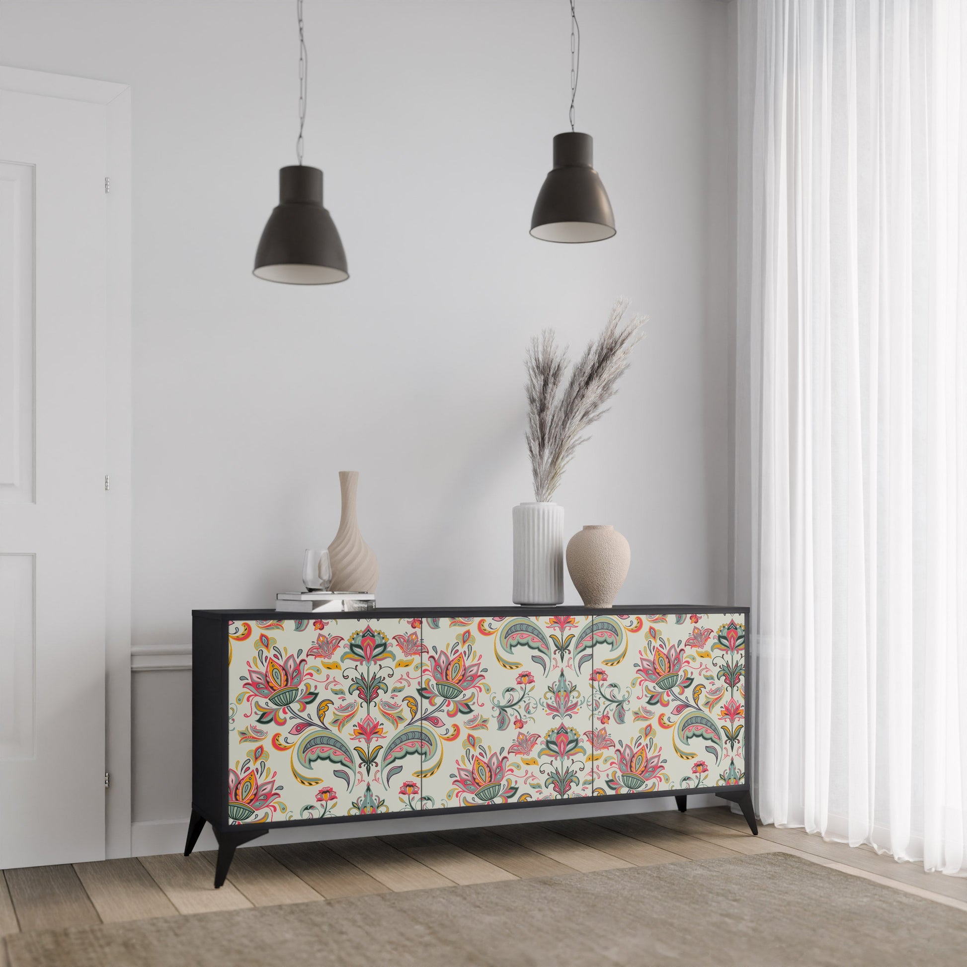 Buffet 3 portes ORGANIC FOLKLORE finition noire