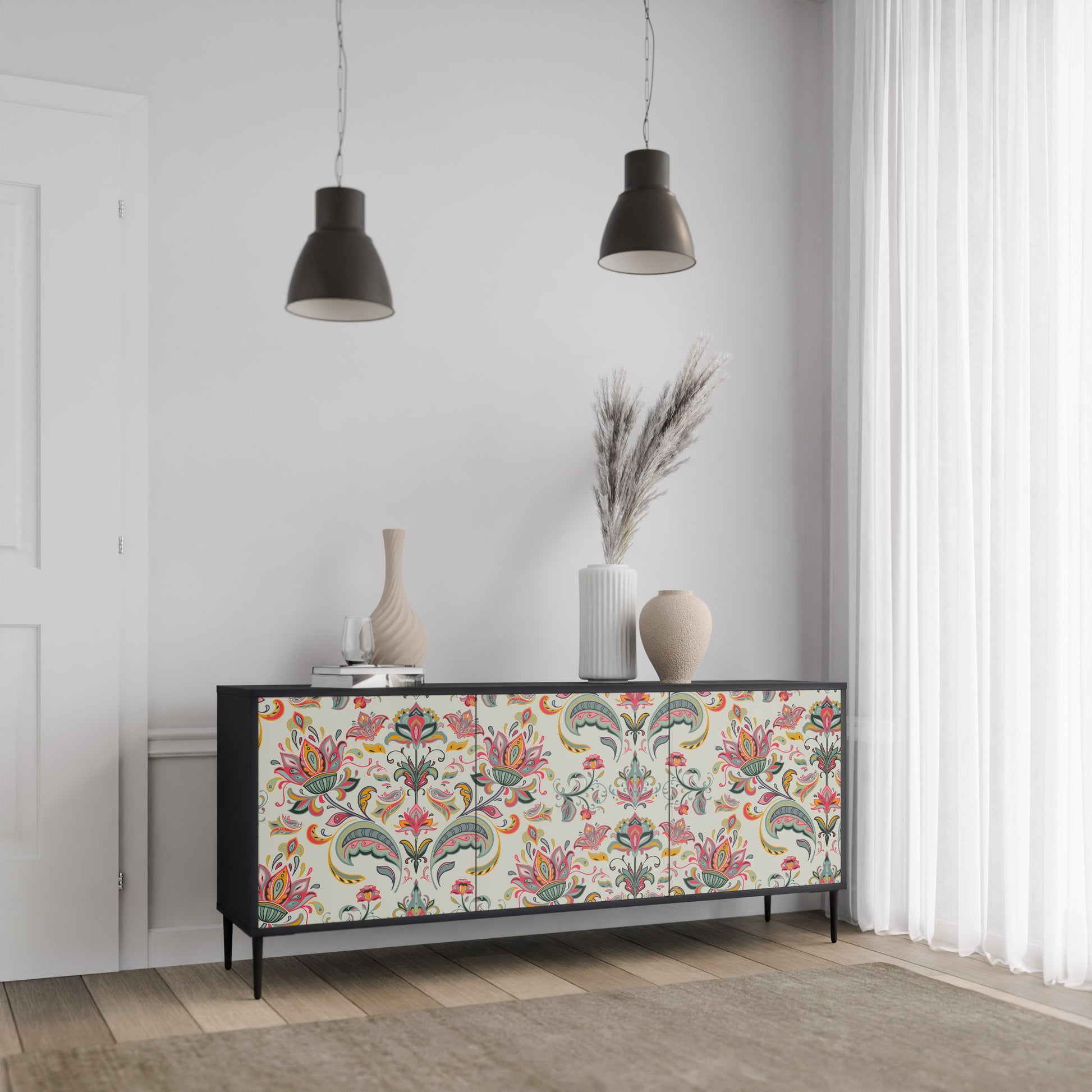 Buffet 3 portes ORGANIC FOLKLORE finition noire