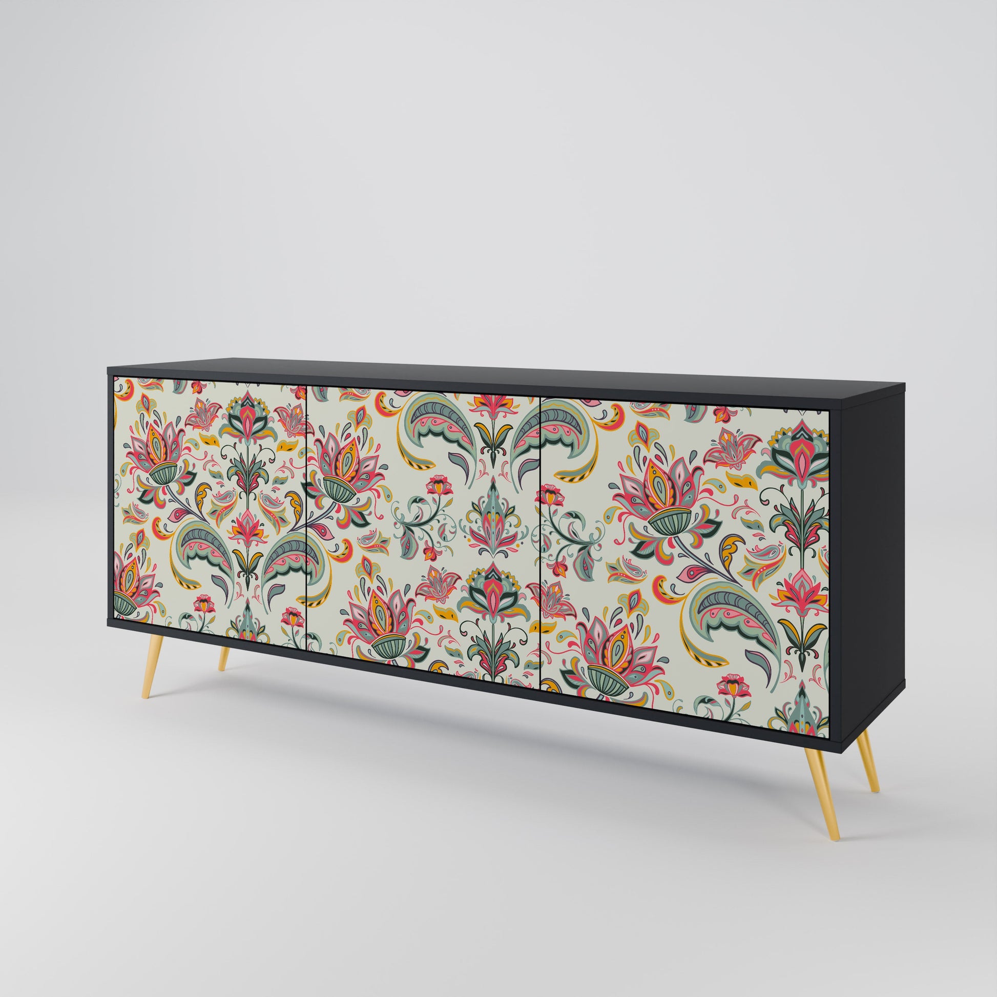 Buffet 3 portes ORGANIC FOLKLORE finition noire