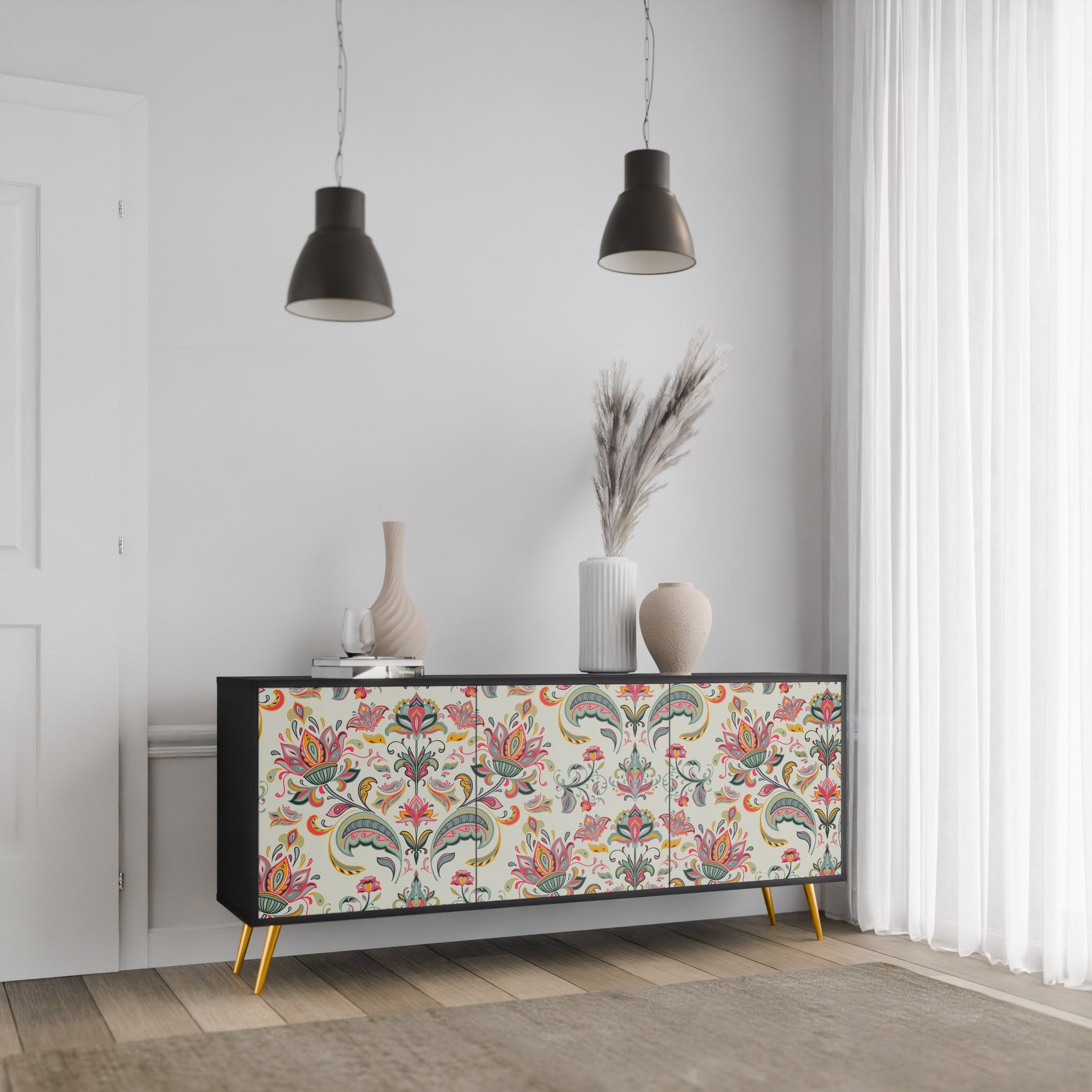 Buffet 3 portes ORGANIC FOLKLORE finition noire