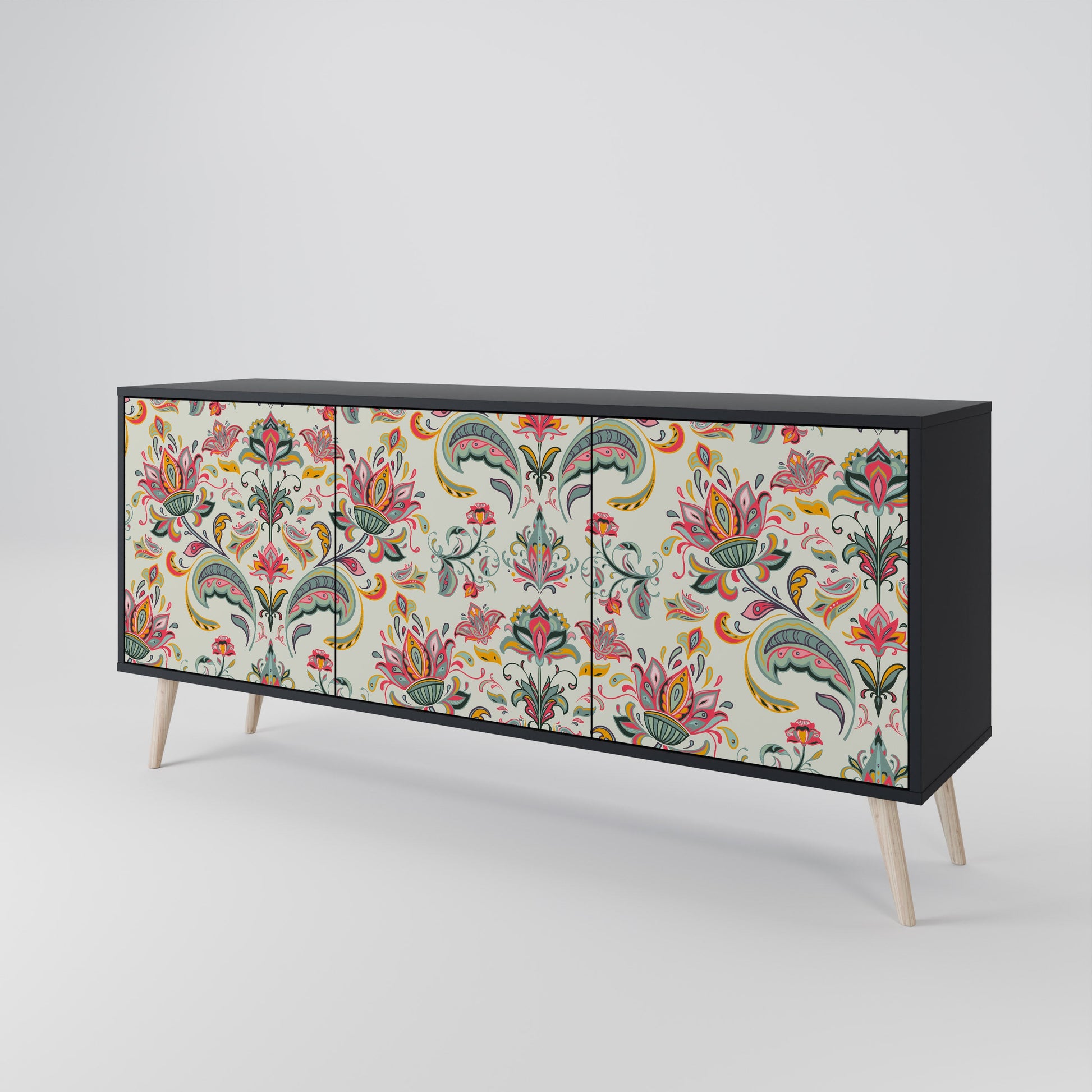 Buffet 3 portes ORGANIC FOLKLORE finition noire