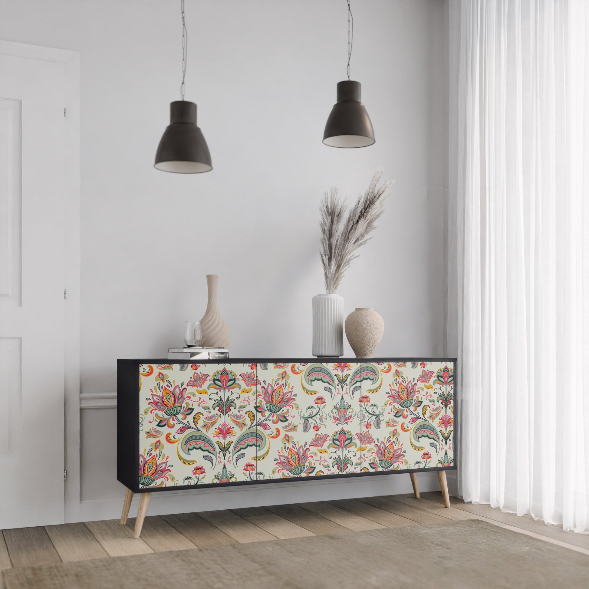 Buffet 3 portes ORGANIC FOLKLORE finition noire