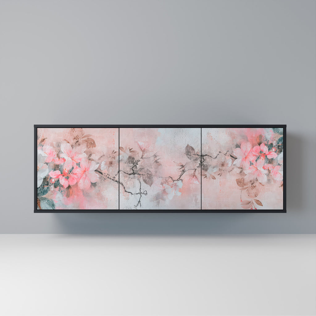 Buffet 3 portes CHERRY BLOSSOM finition noire