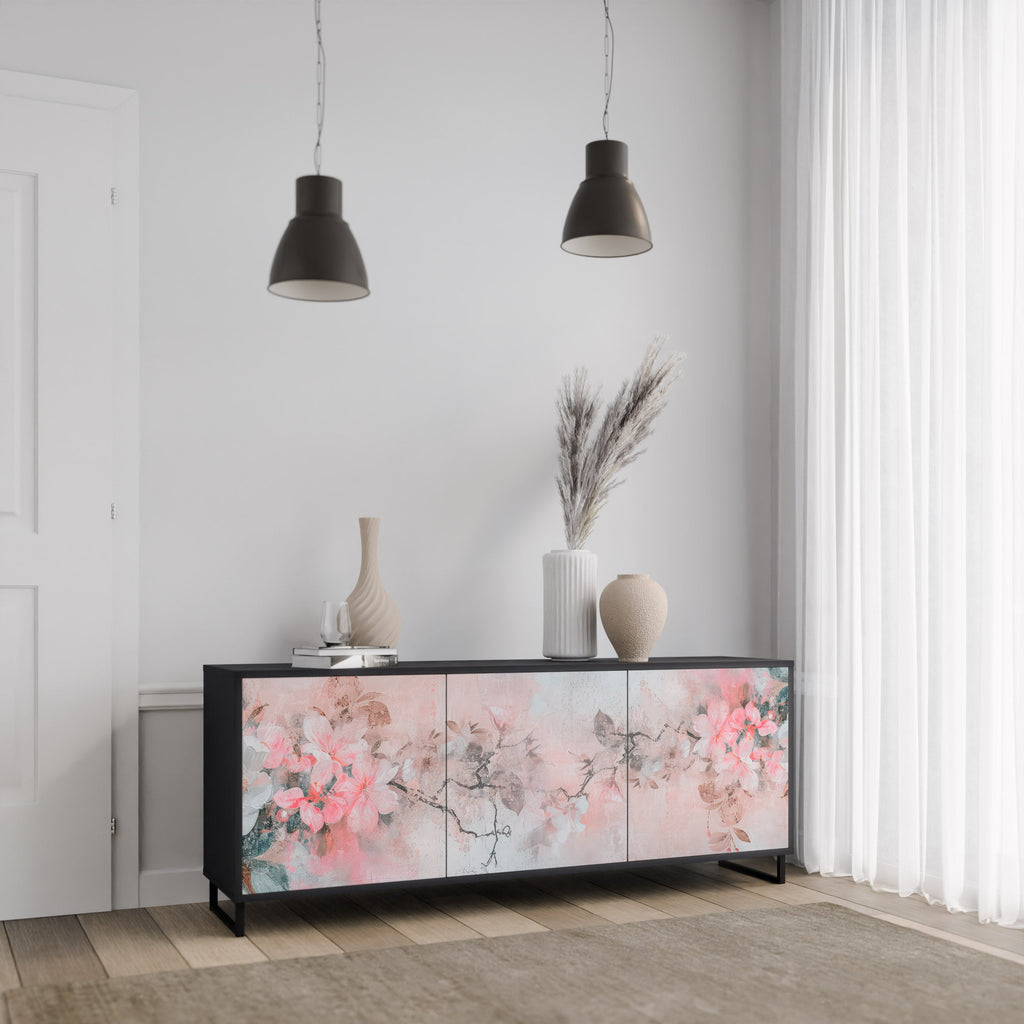 Buffet 3 portes CHERRY BLOSSOM finition noire
