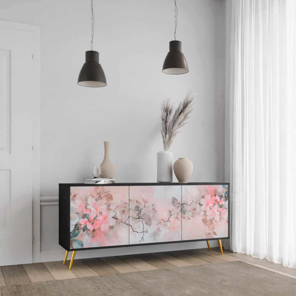 Buffet 3 portes CHERRY BLOSSOM finition noire