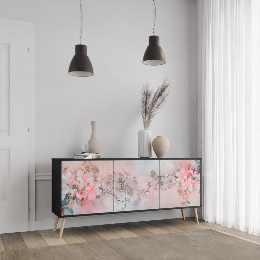 Buffet 3 portes CHERRY BLOSSOM finition noire