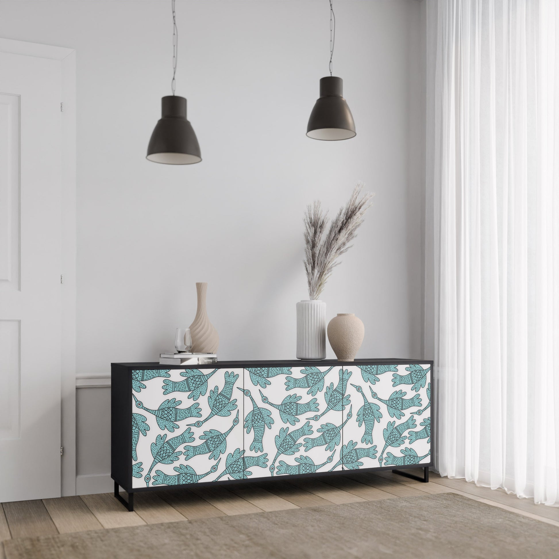 Buffet 3 portes WATERSPOUT SONGIBIRD en finition noire