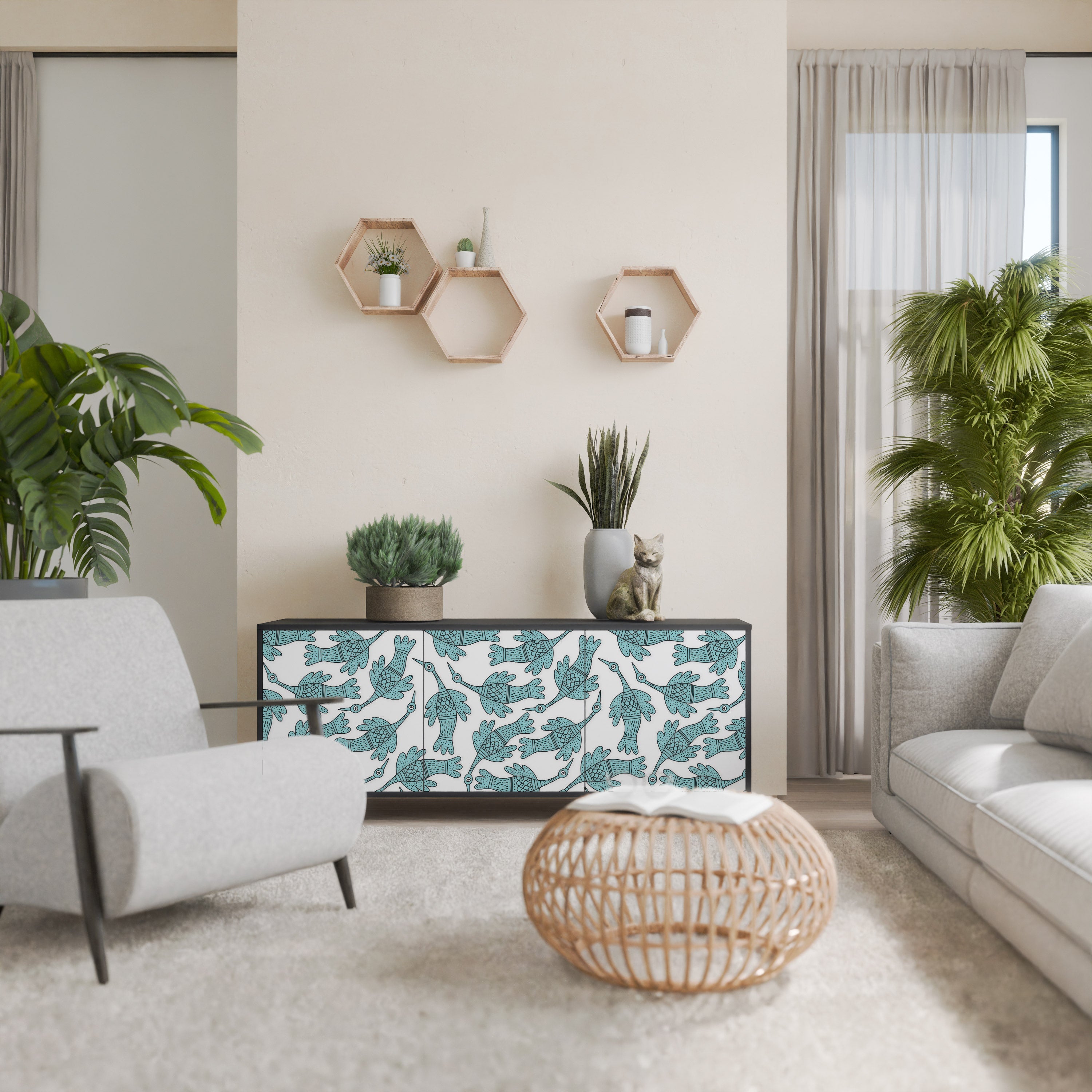 Buffet 3 portes WATERSPOUT SONGIBIRD en finition noire