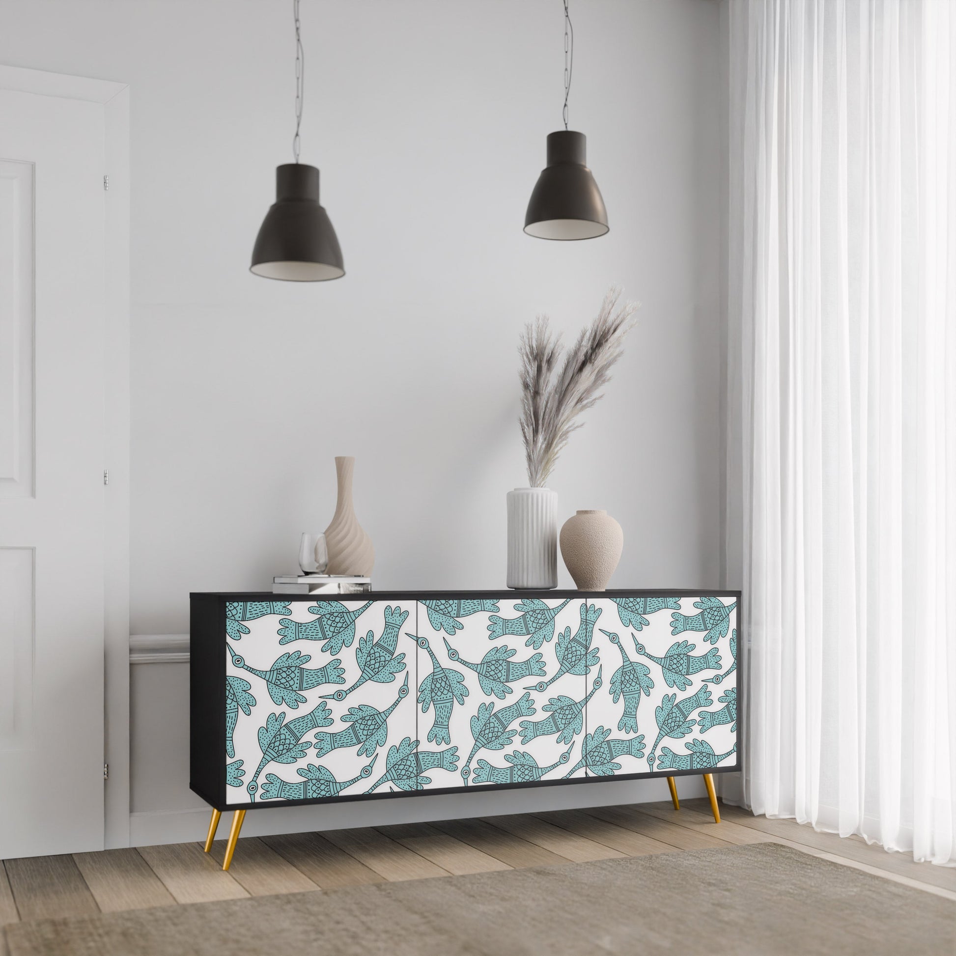 Buffet 3 portes WATERSPOUT SONGIBIRD en finition noire