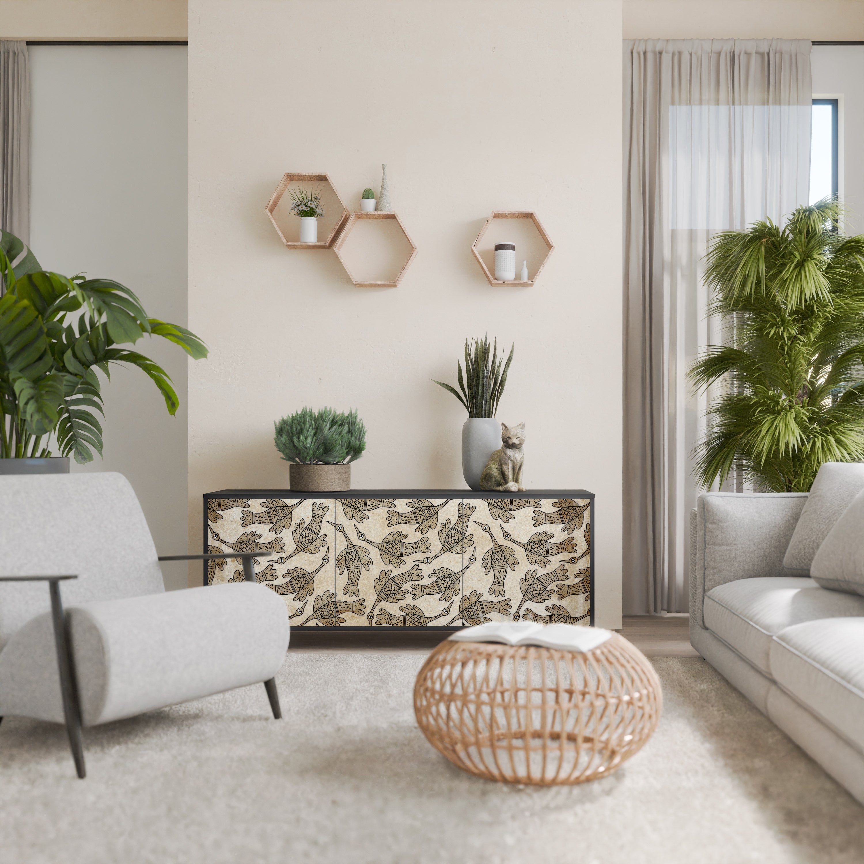 Buffet 3 portes ALMONDINE SONGBIRD finition noire