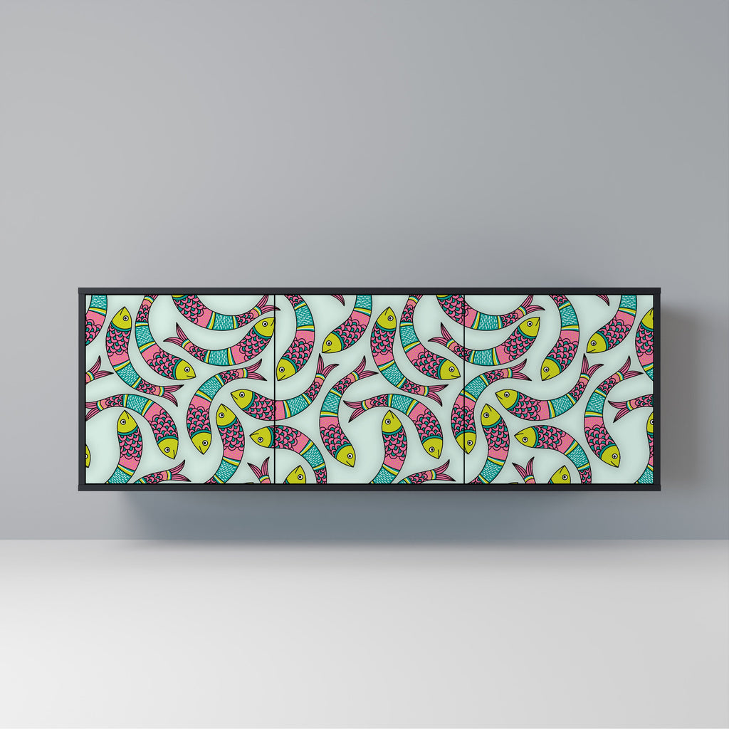 Buffet 3 portes INDIAN FISH finition noire