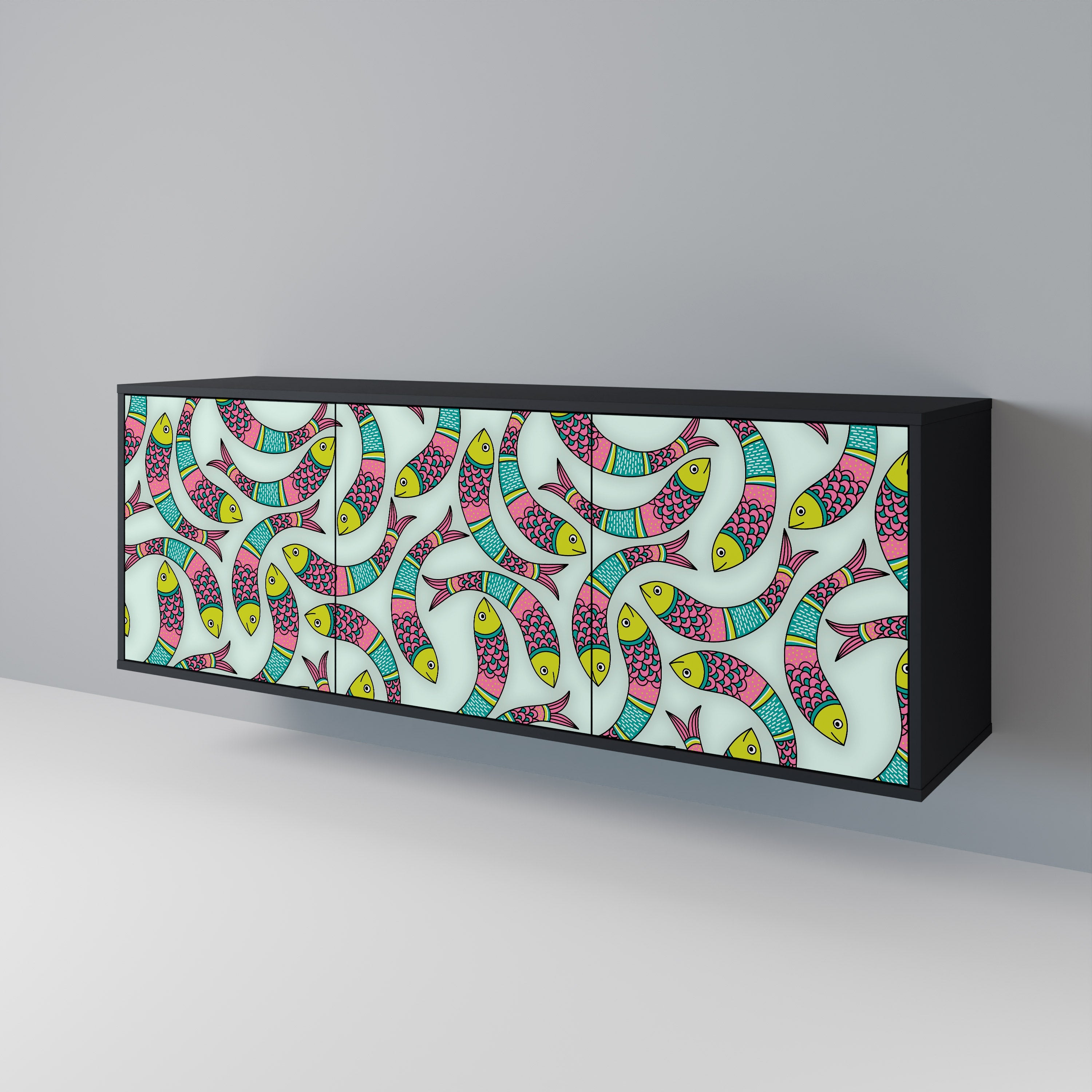 Buffet 3 portes INDIAN FISH finition noire