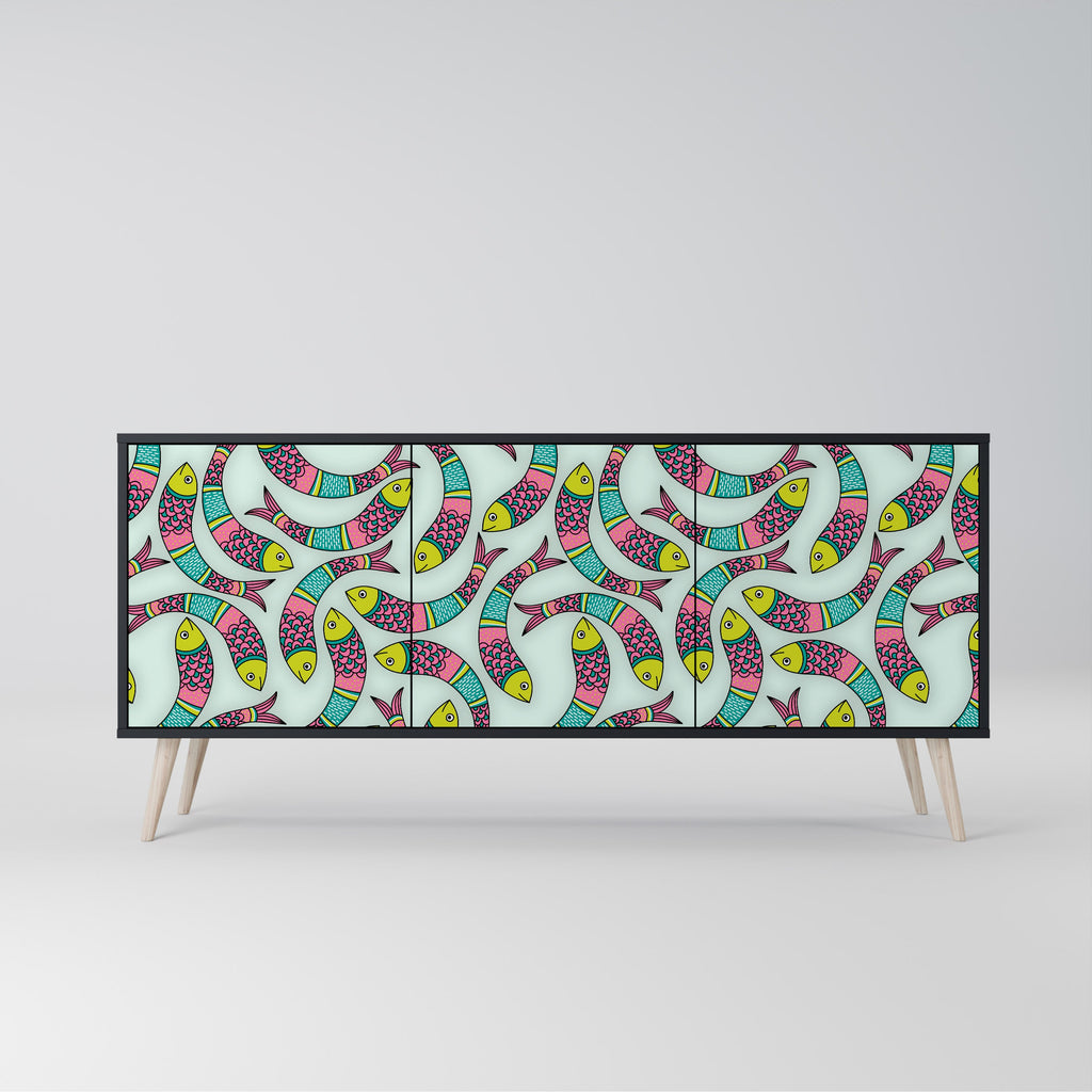 Buffet 3 portes INDIAN FISH finition noire