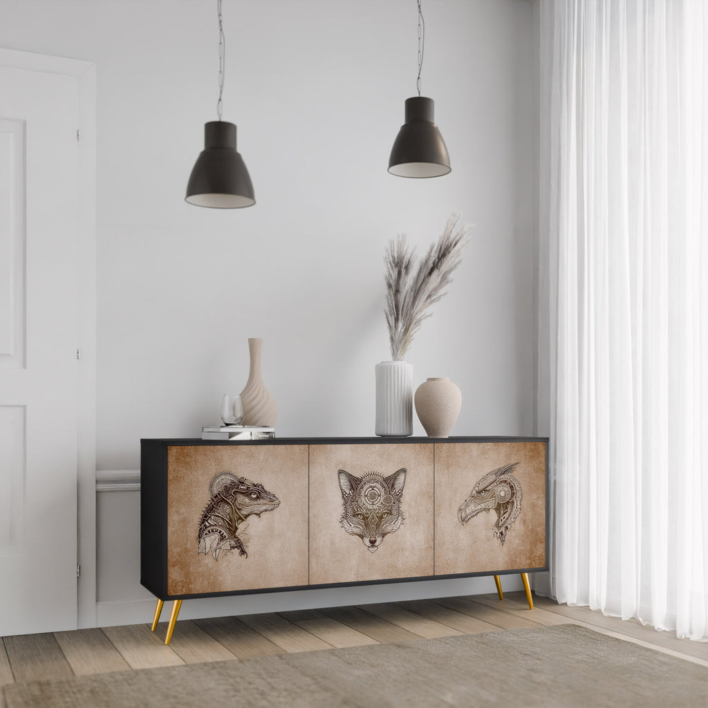 Buffet 3 portes STEAMPUNK CLAN en finition noire