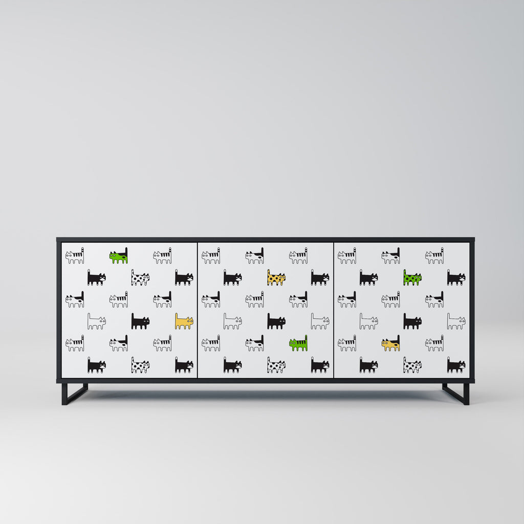 Buffet 3 portes CATS COMPILATION en finition noire