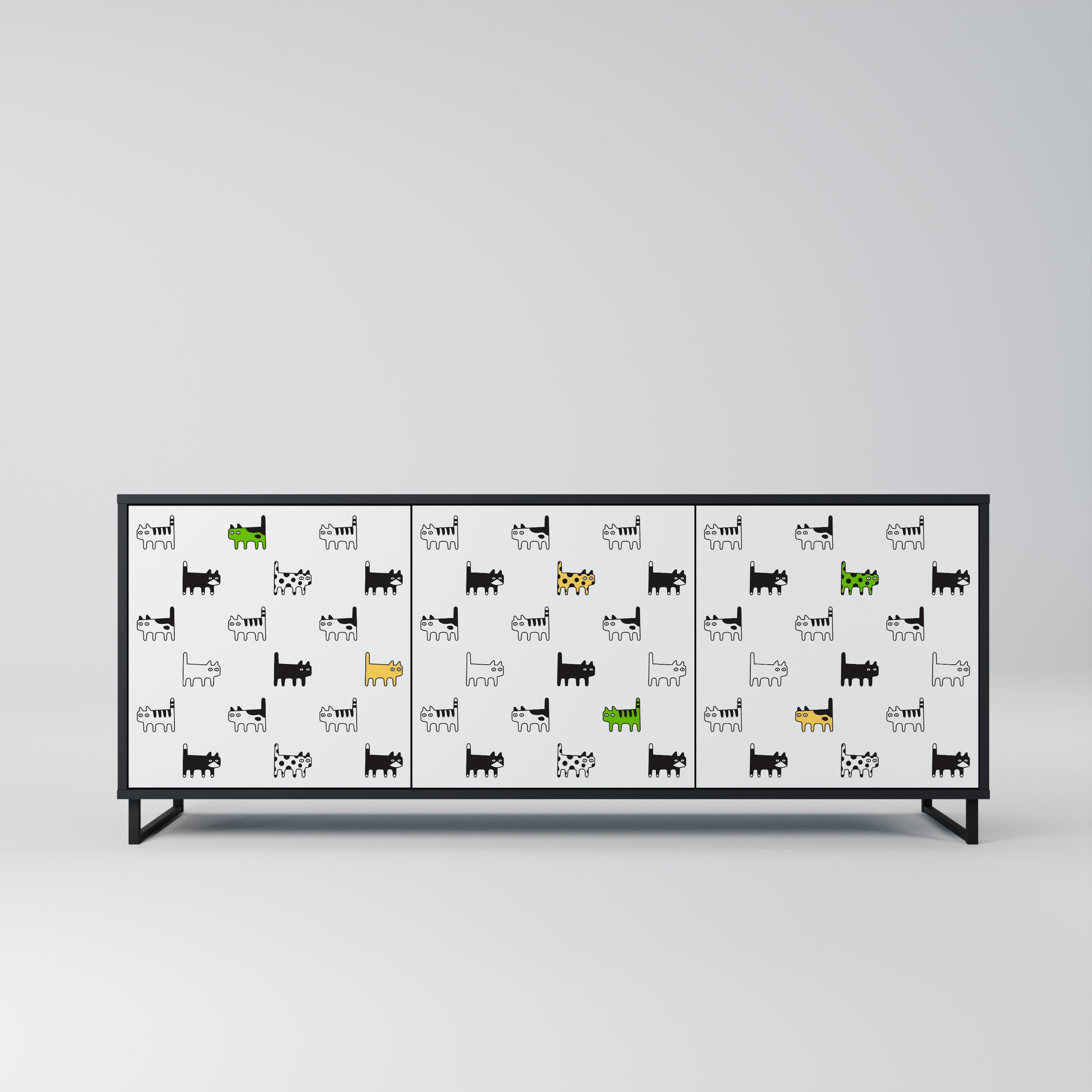 Buffet 3 portes CATS COMPILATION en finition noire