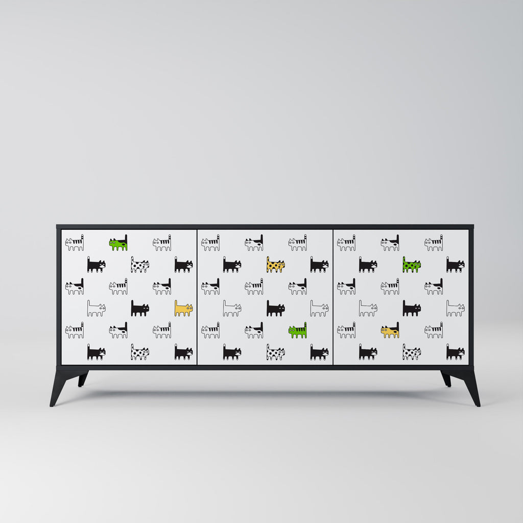 Buffet 3 portes CATS COMPILATION en finition noire