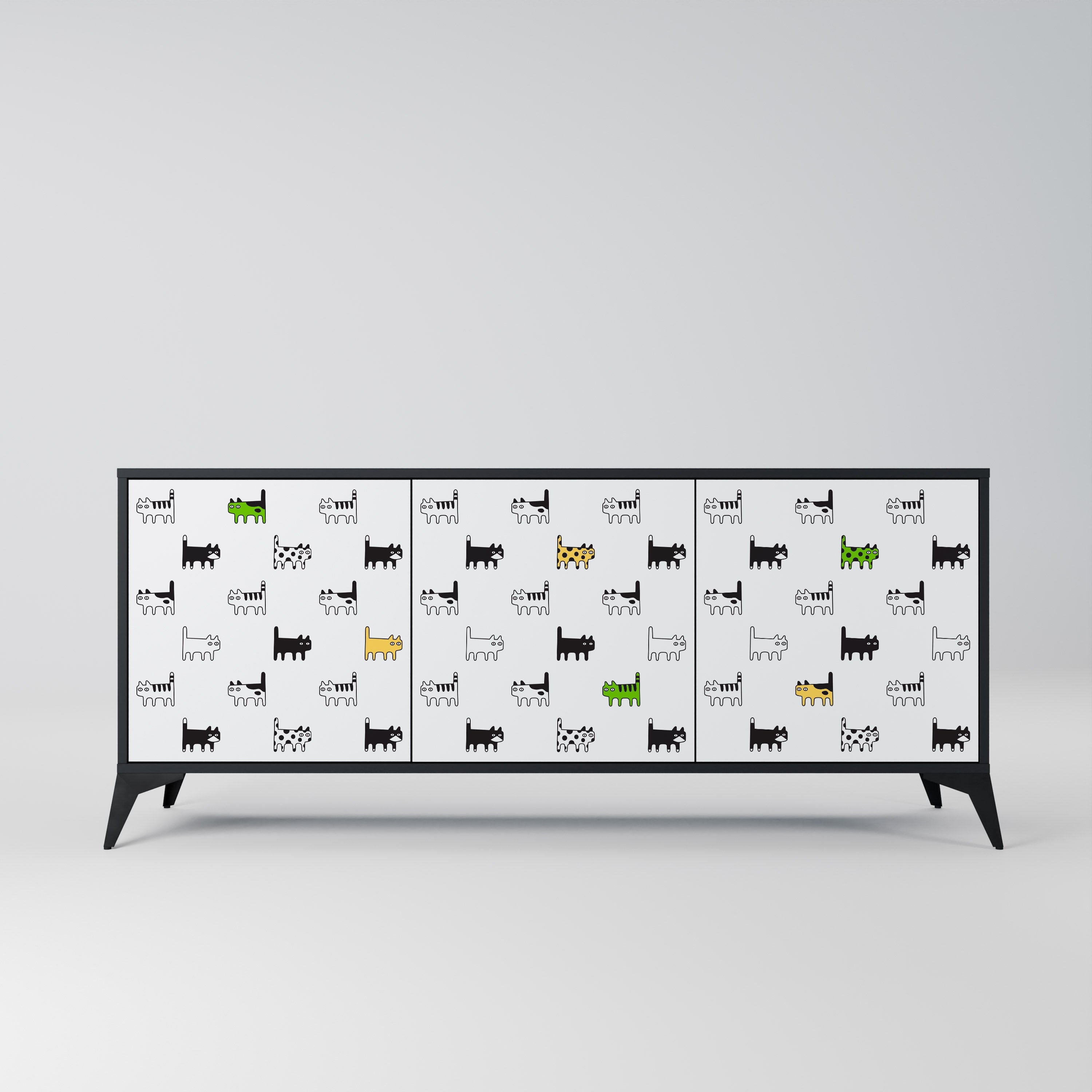 Buffet 3 portes CATS COMPILATION en finition noire