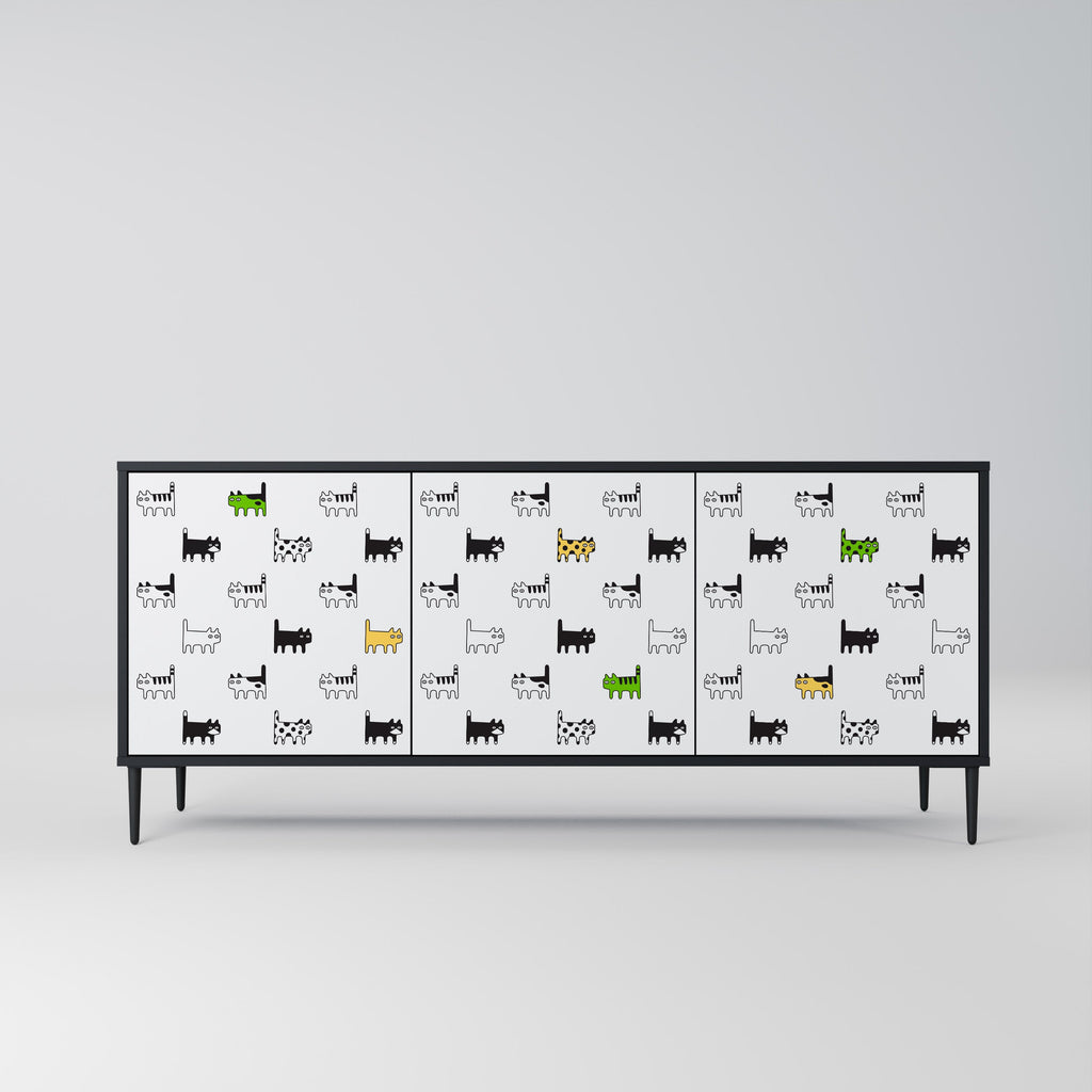 Buffet 3 portes CATS COMPILATION en finition noire