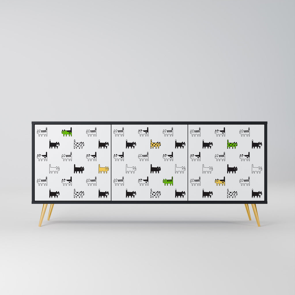 Buffet 3 portes CATS COMPILATION en finition noire
