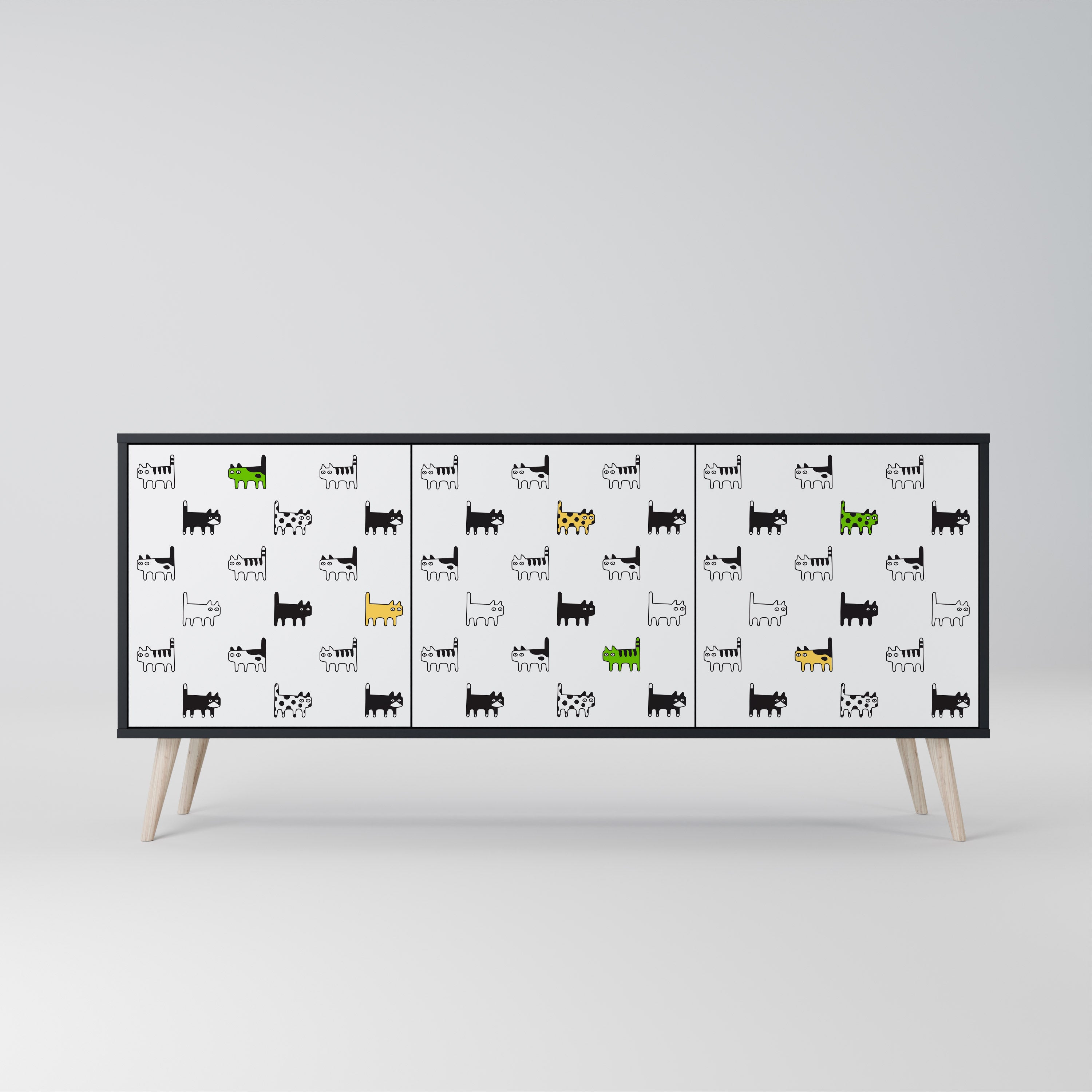 Buffet 3 portes CATS COMPILATION en finition noire