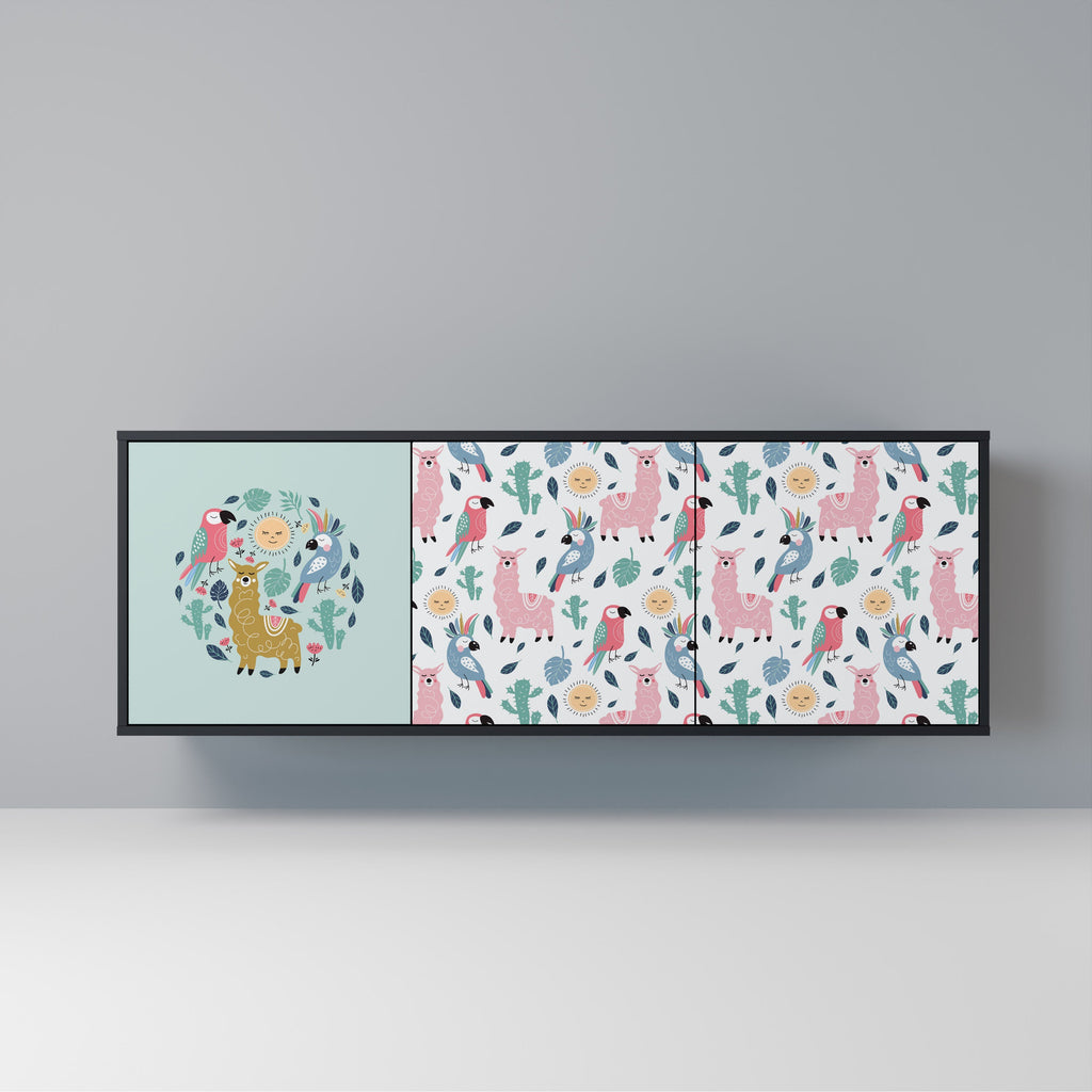 Buffet 3 portes ALPACAS COLORÉS en finition noire