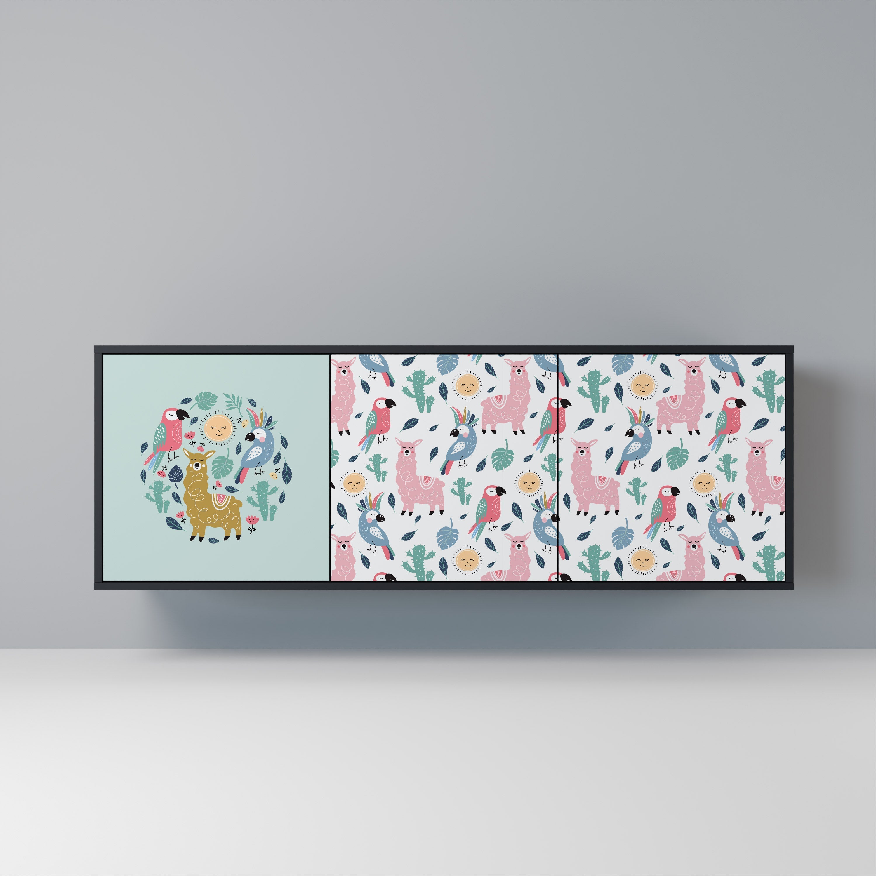 Buffet 3 portes ALPACAS COLORÉS en finition noire