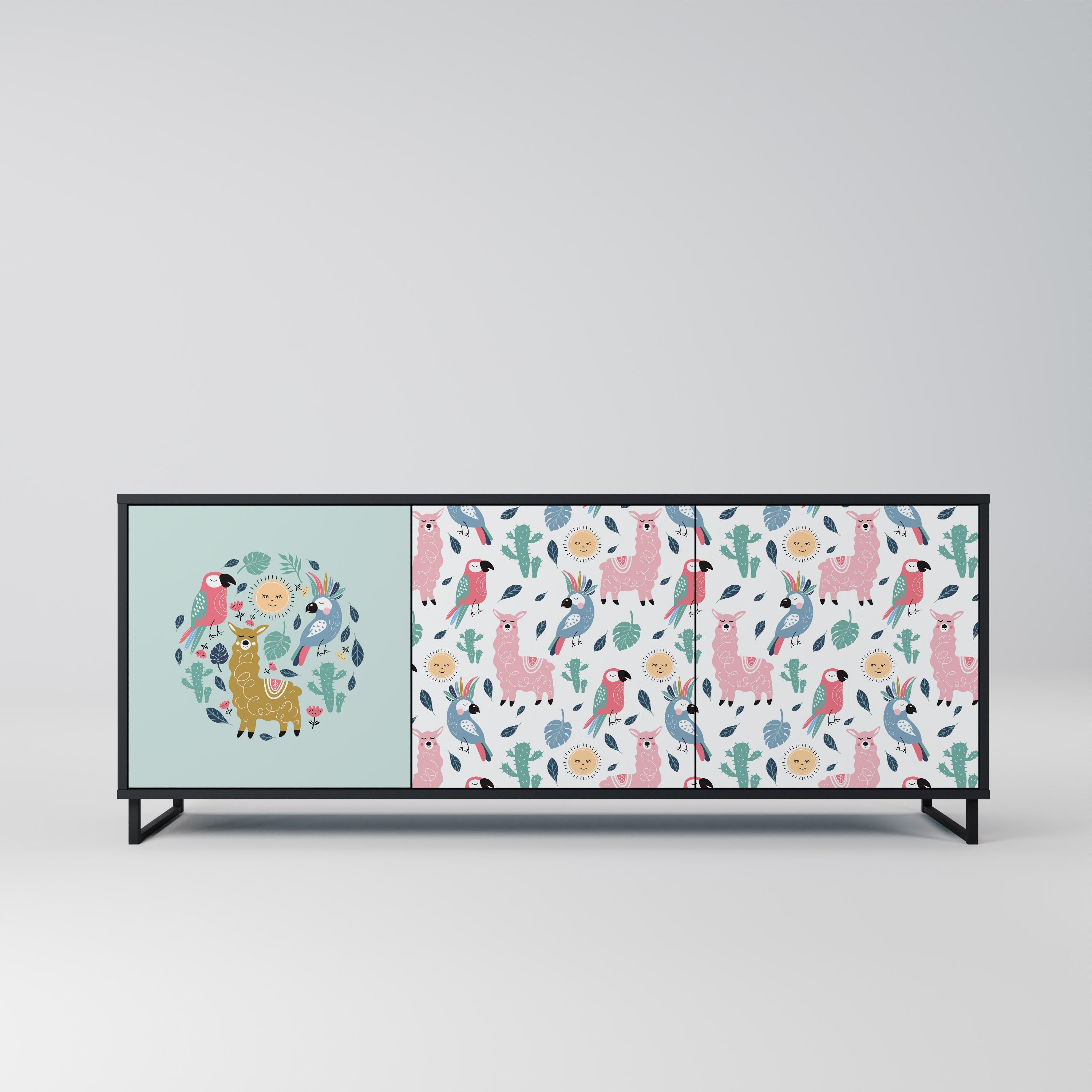 Buffet 3 portes ALPACAS COLORÉS en finition noire