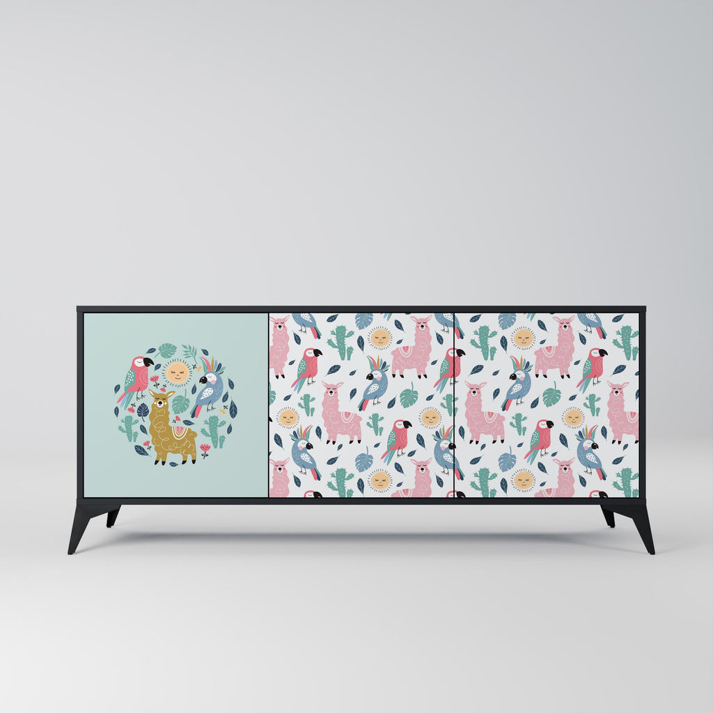 Buffet 3 portes ALPACAS COLORÉS en finition noire