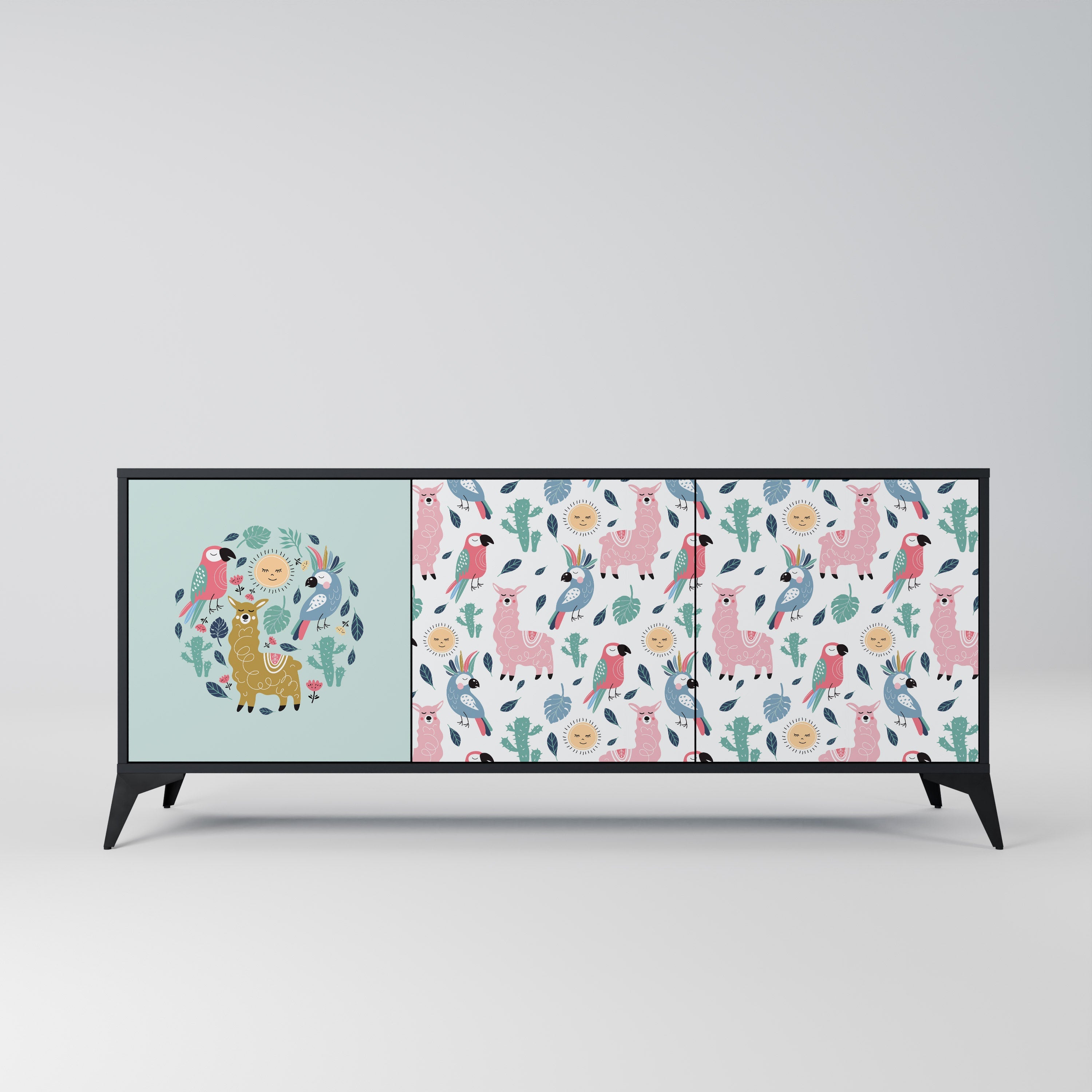 Buffet 3 portes ALPACAS COLORÉS en finition noire