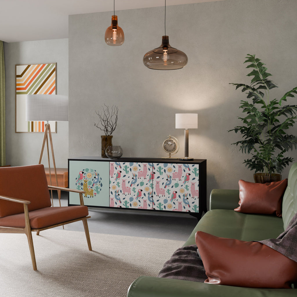 Buffet 3 portes ALPACAS COLORÉS en finition noire