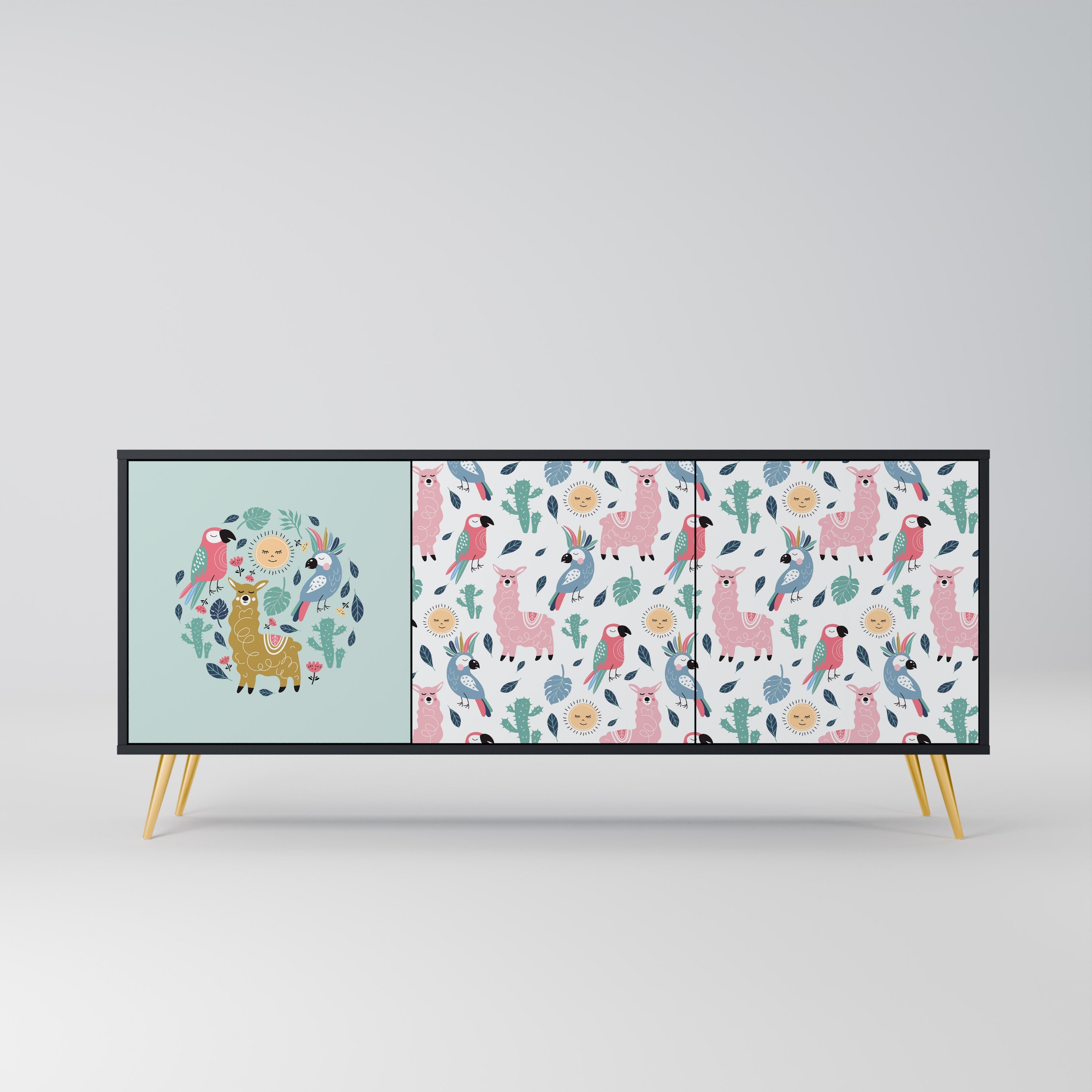 Buffet 3 portes ALPACAS COLORÉS en finition noire