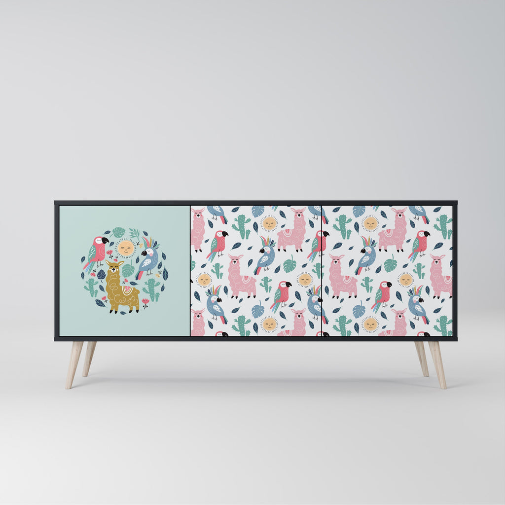 Buffet 3 portes ALPACAS COLORÉS en finition noire