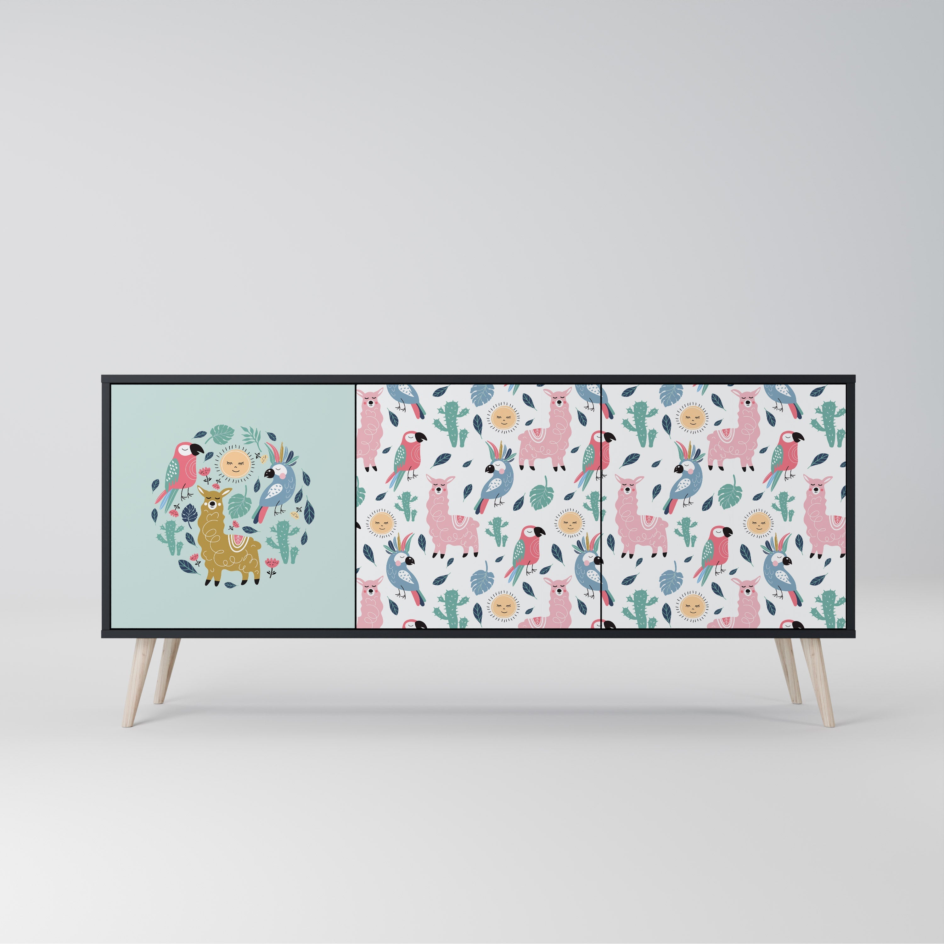 Buffet 3 portes ALPACAS COLORÉS en finition noire