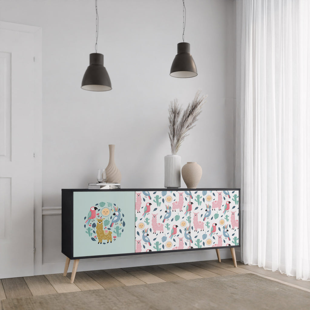 Buffet 3 portes ALPACAS COLORÉS en finition noire