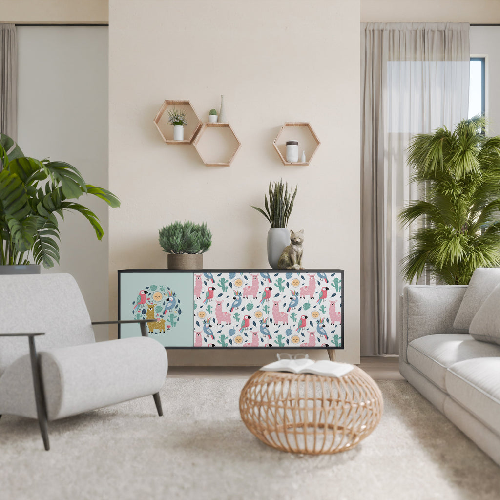 Buffet 3 portes ALPACAS COLORÉS en finition noire