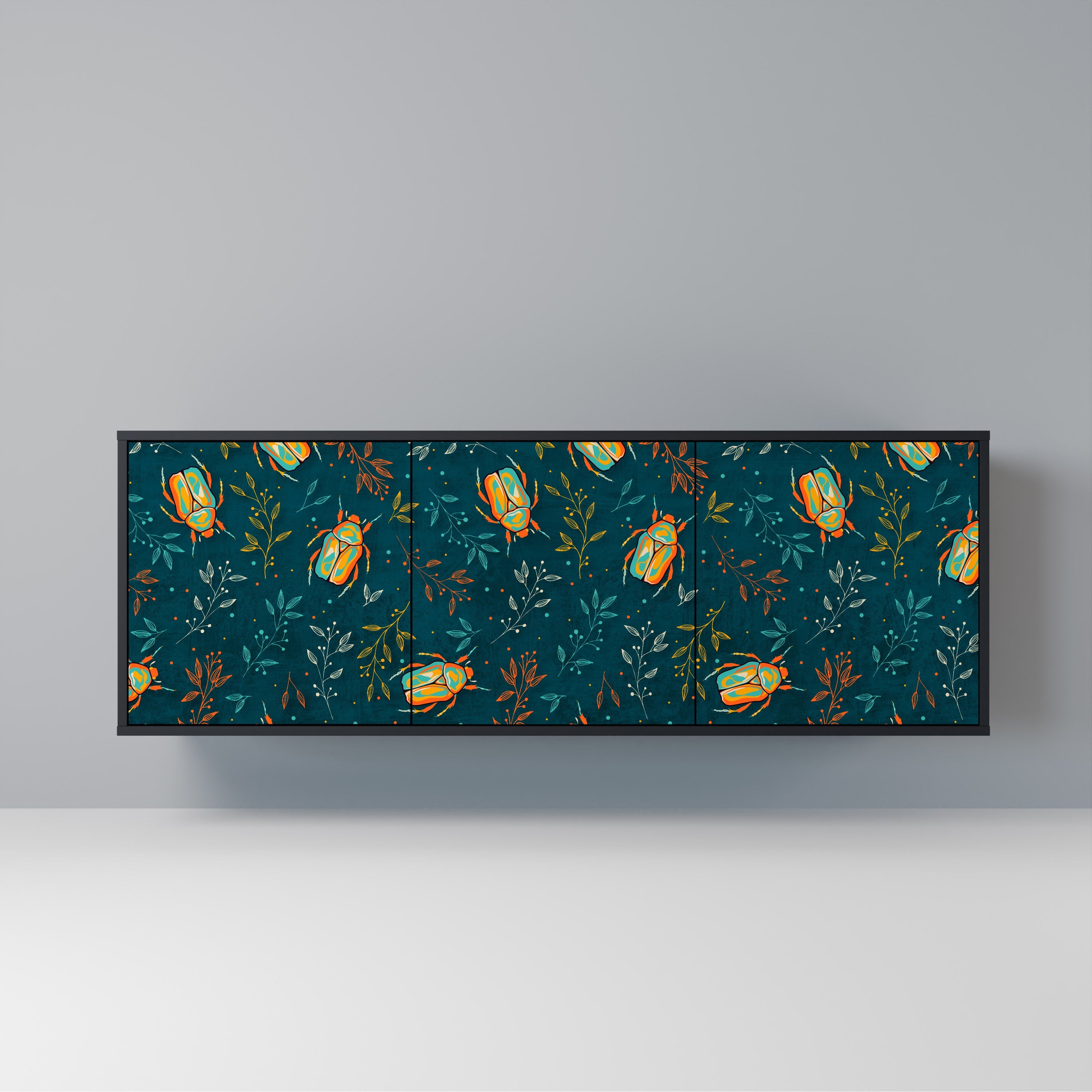 Buffet 3 portes INSECTES D'AUTOMNE en finition noire