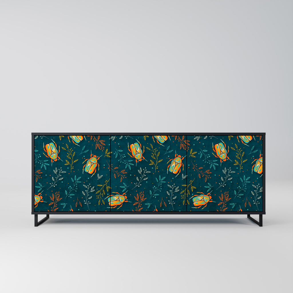 Buffet 3 portes INSECTES D'AUTOMNE en finition noire