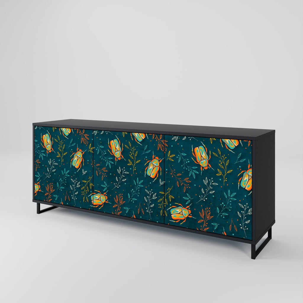 Buffet 3 portes INSECTES D'AUTOMNE en finition noire