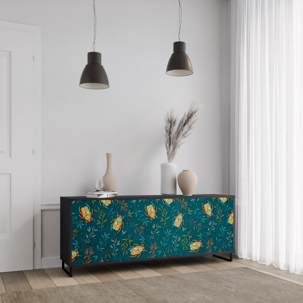 Buffet 3 portes INSECTES D'AUTOMNE en finition noire