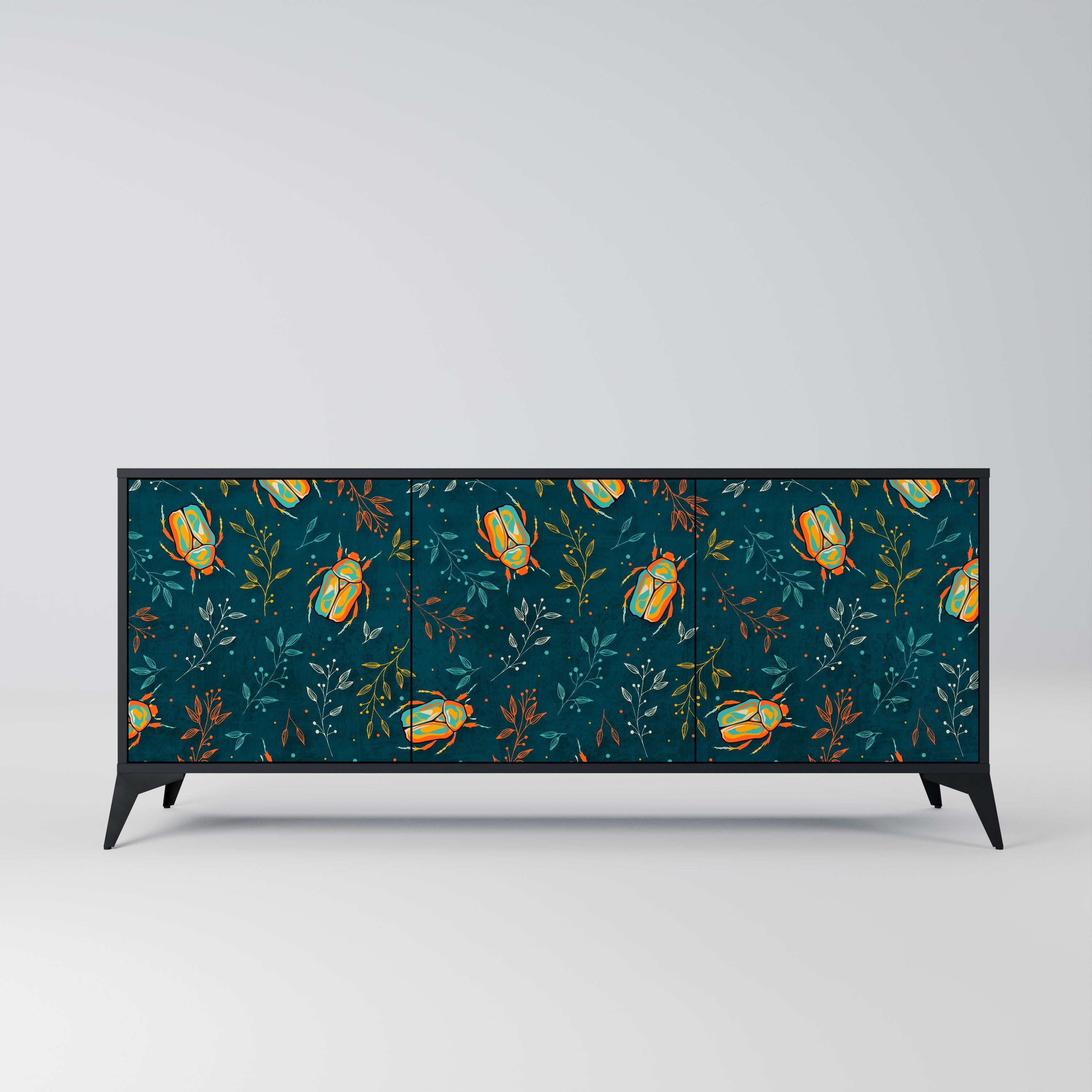 Buffet 3 portes INSECTES D'AUTOMNE en finition noire