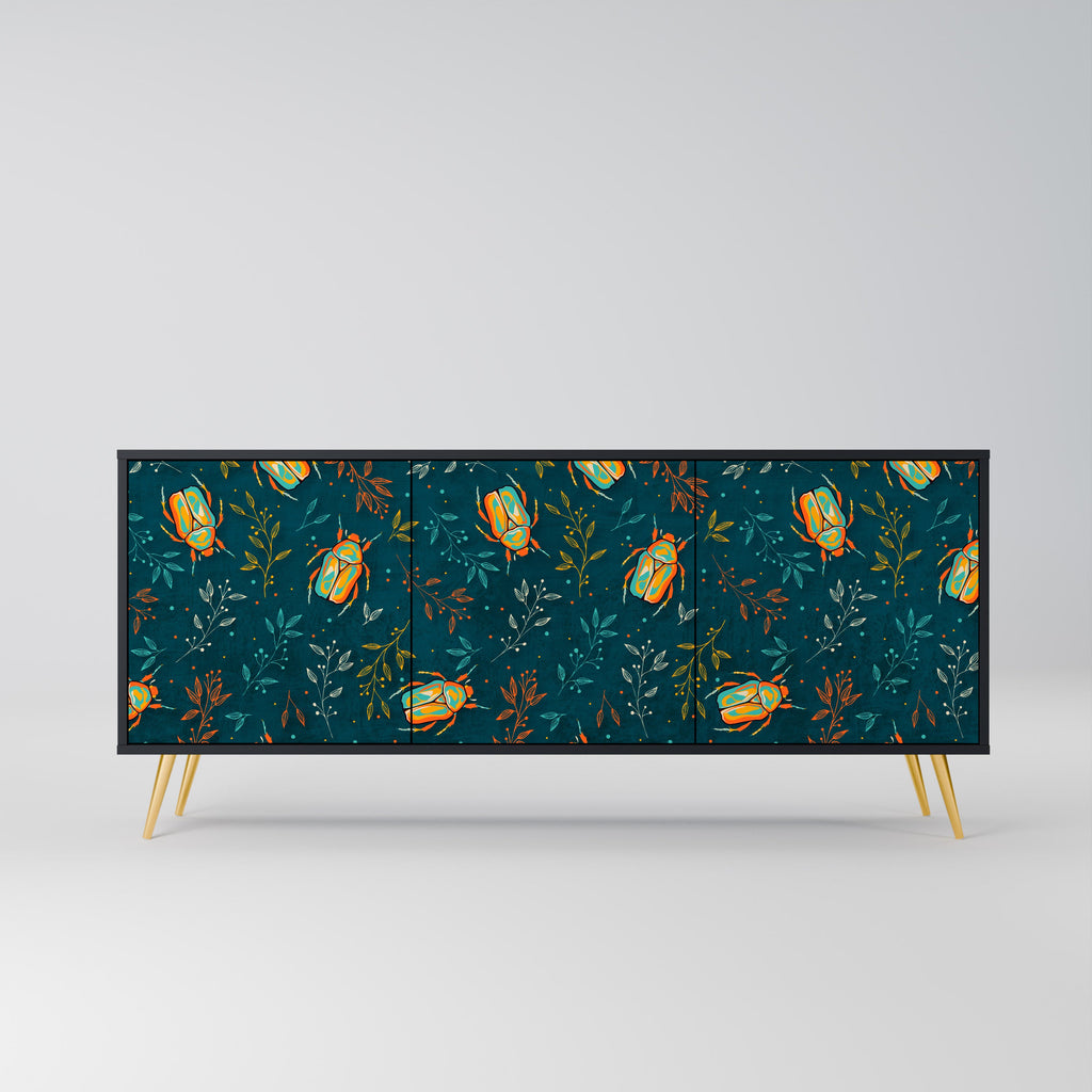 Buffet 3 portes INSECTES D'AUTOMNE en finition noire