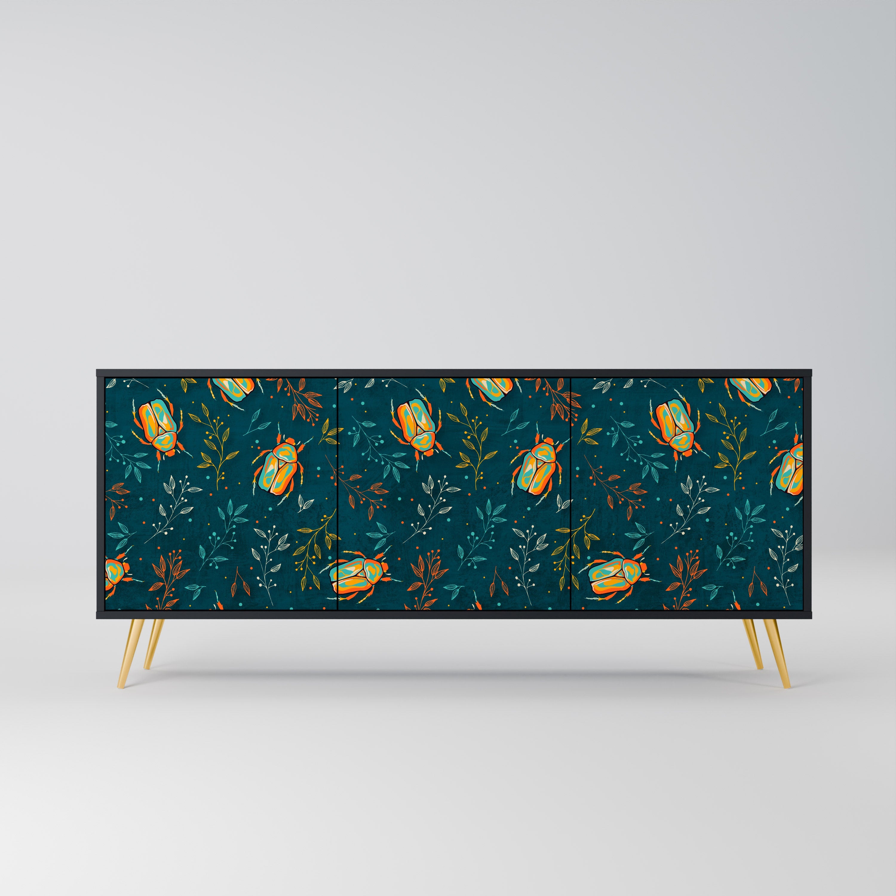 Buffet 3 portes INSECTES D'AUTOMNE en finition noire