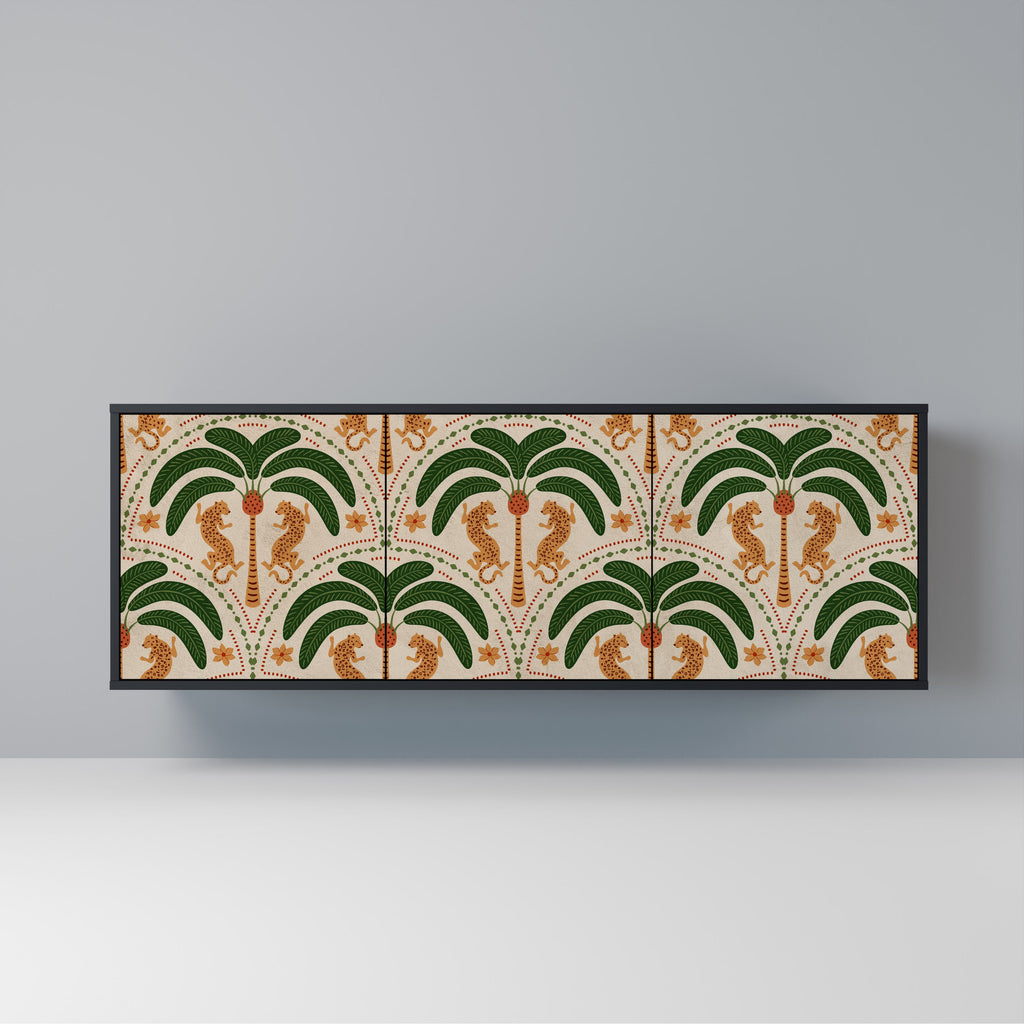 Buffet 3 portes DANCING PREDATORS en finition noire