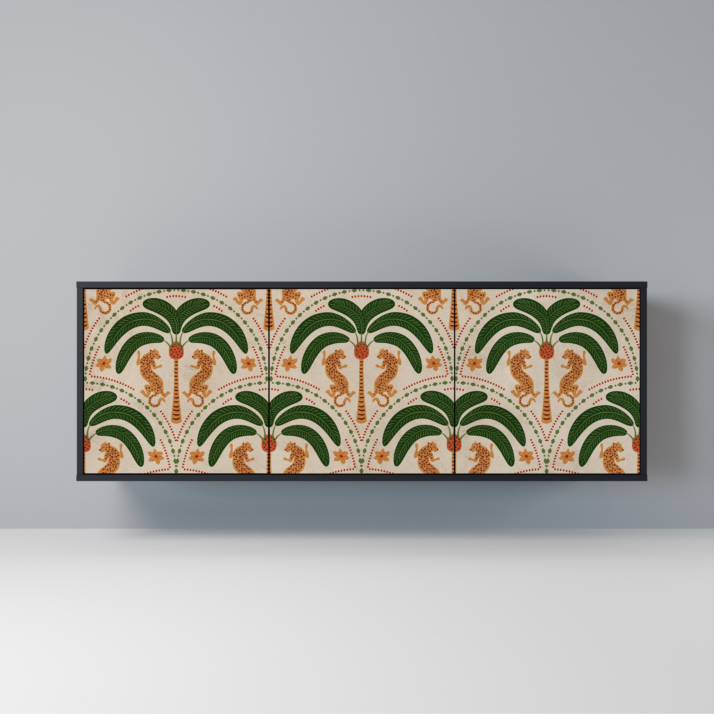 Buffet 3 portes DANCING PREDATORS en finition noire