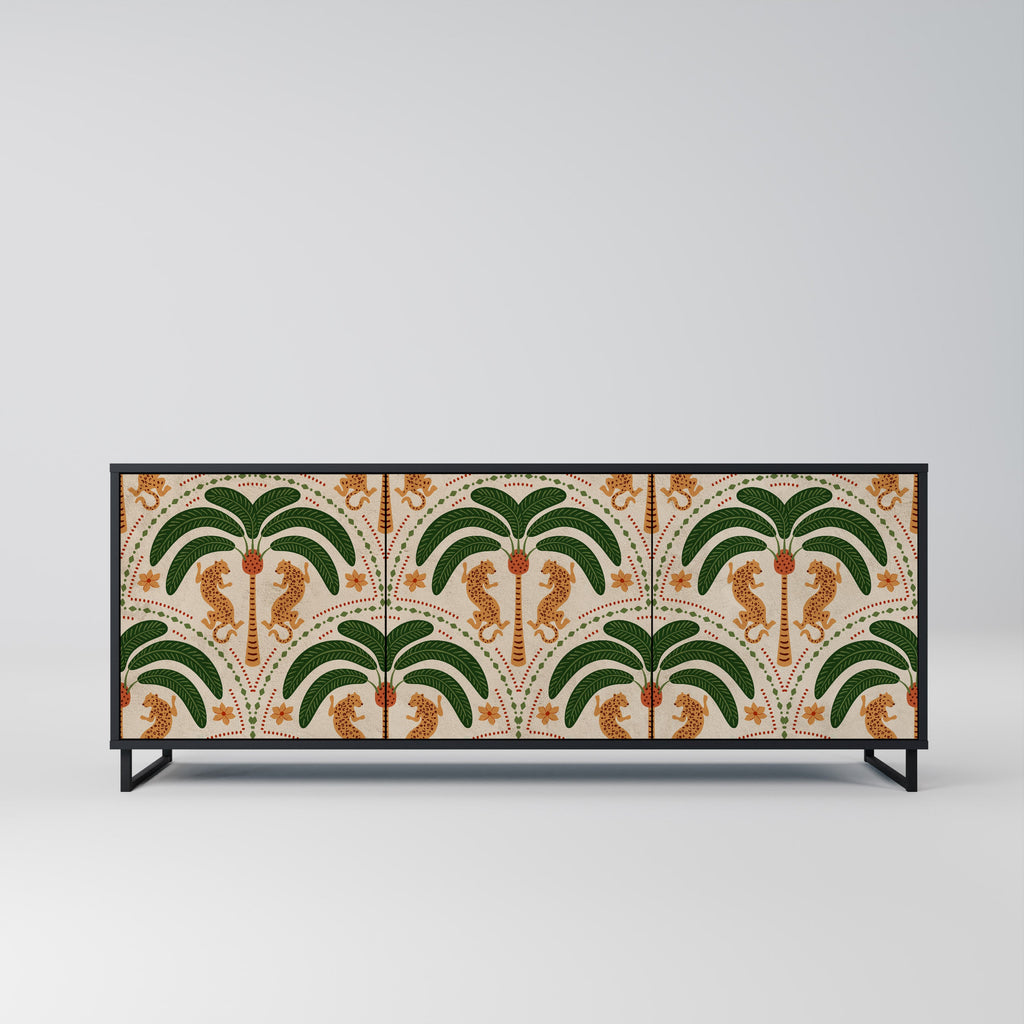 Buffet 3 portes DANCING PREDATORS en finition noire