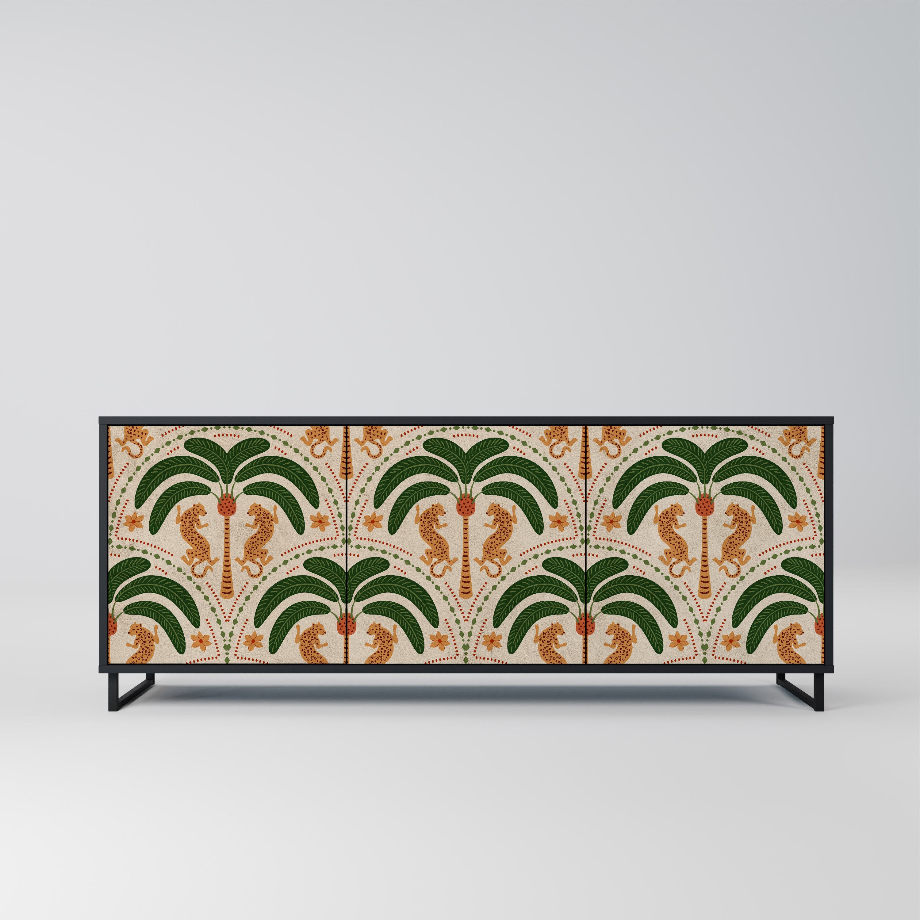 Buffet 3 portes DANCING PREDATORS en finition noire