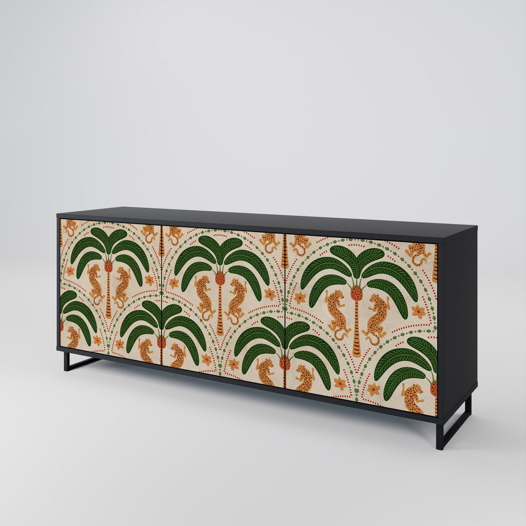 Buffet 3 portes DANCING PREDATORS en finition noire