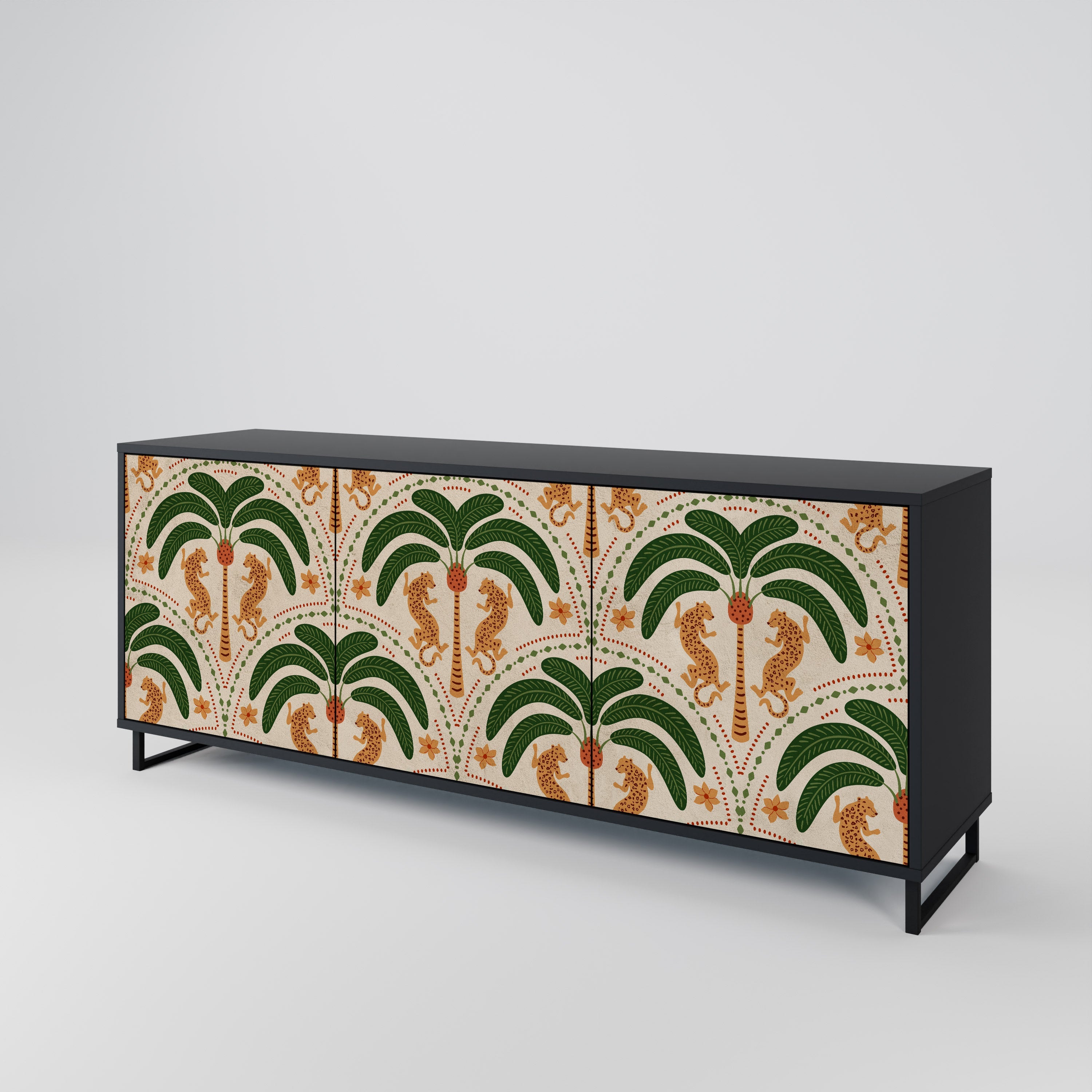 Buffet 3 portes DANCING PREDATORS en finition noire